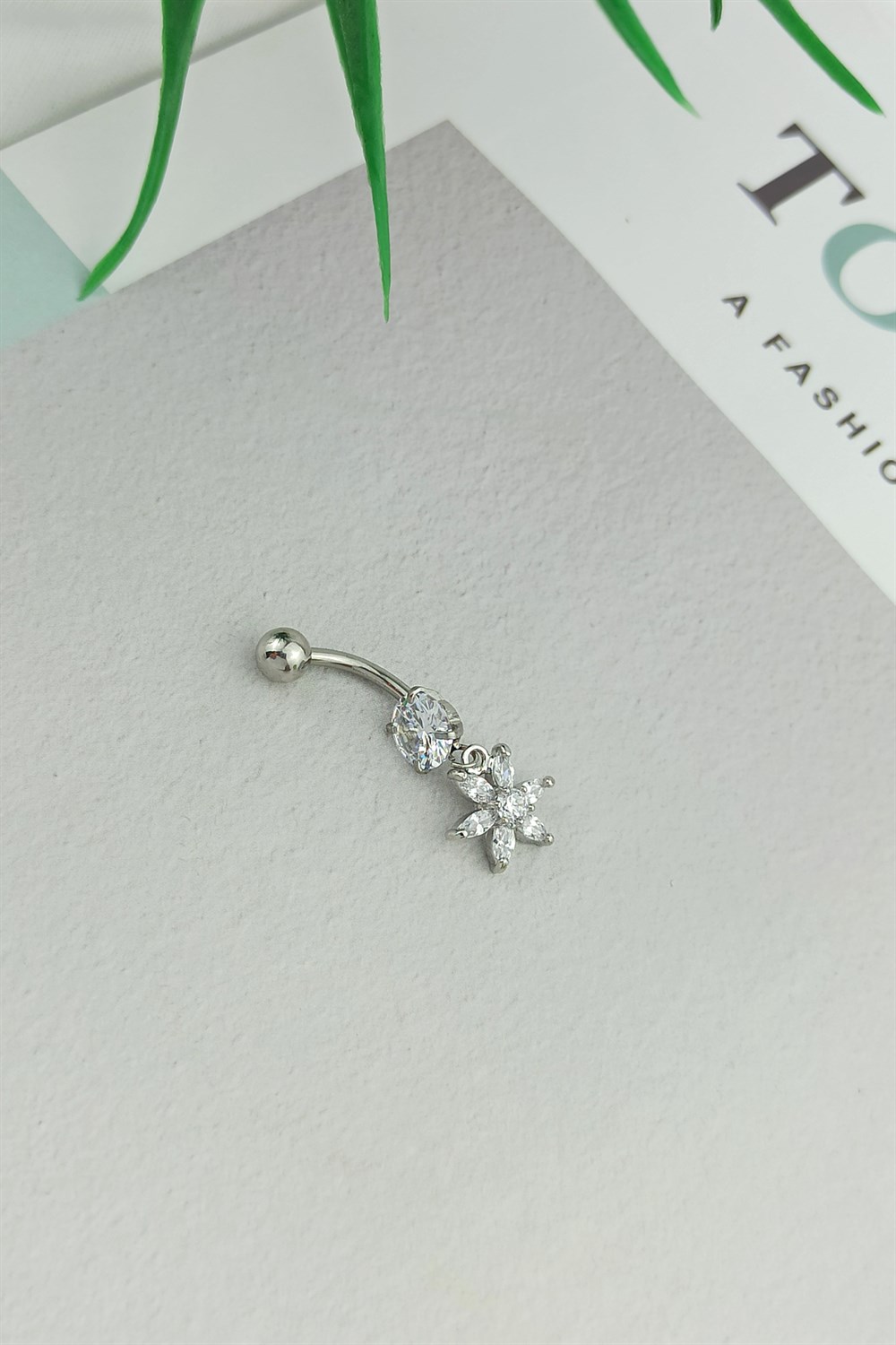 316 L Cerrahi Çelik Sallantı Çiçek Figür Göbek Piercing TrPiercing0114 PierX300X