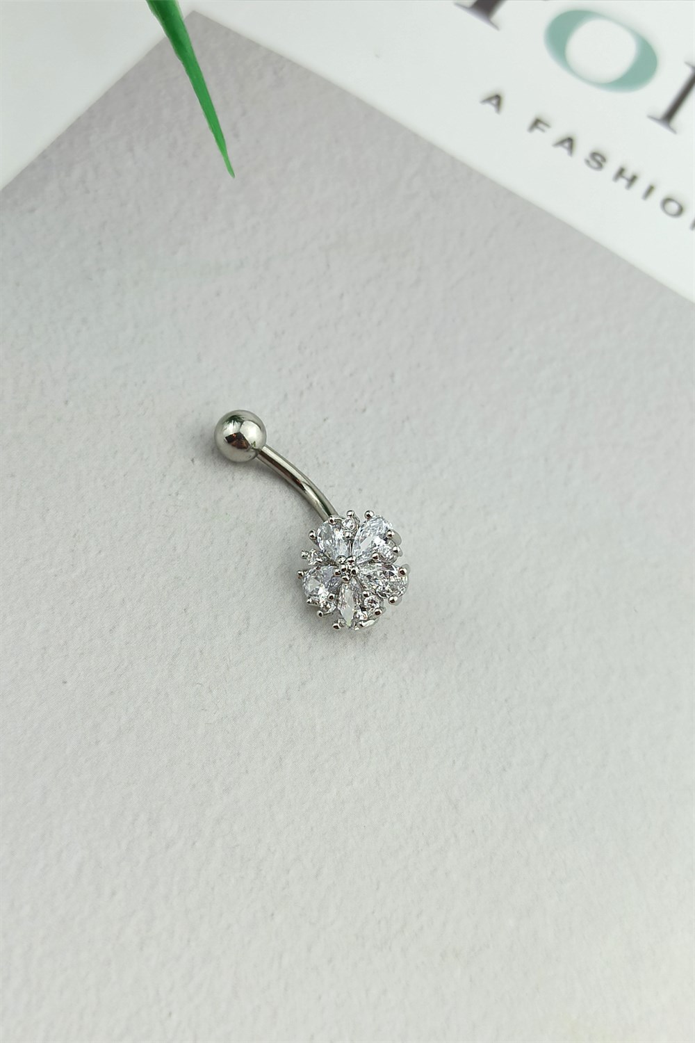 316 L Cerrahi Çelik Taşlı Çiçek Figür Göbek Piercing TrPiercing0112 PierX300X