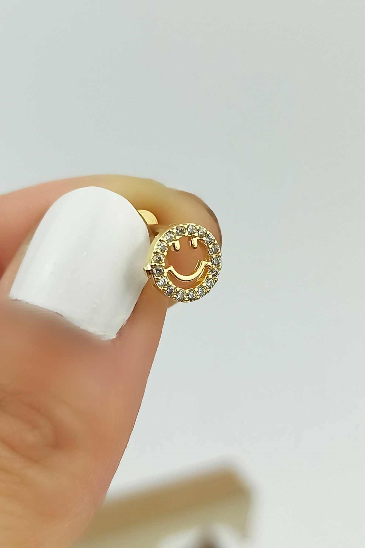 316 L Cerrahi Çelik Taşlı Emoji Figür Piercing TrPiercing078 PierX200X