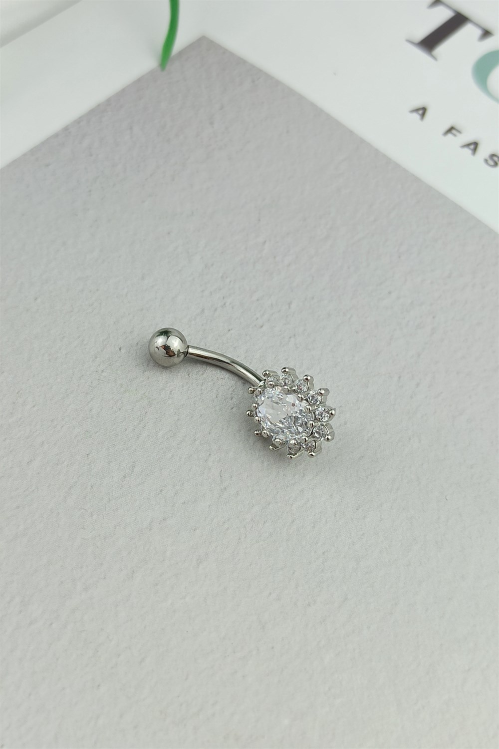 316 L Cerrahi Çelik Taşlı Göbek Piercing TrPiercing0113 PierX200X