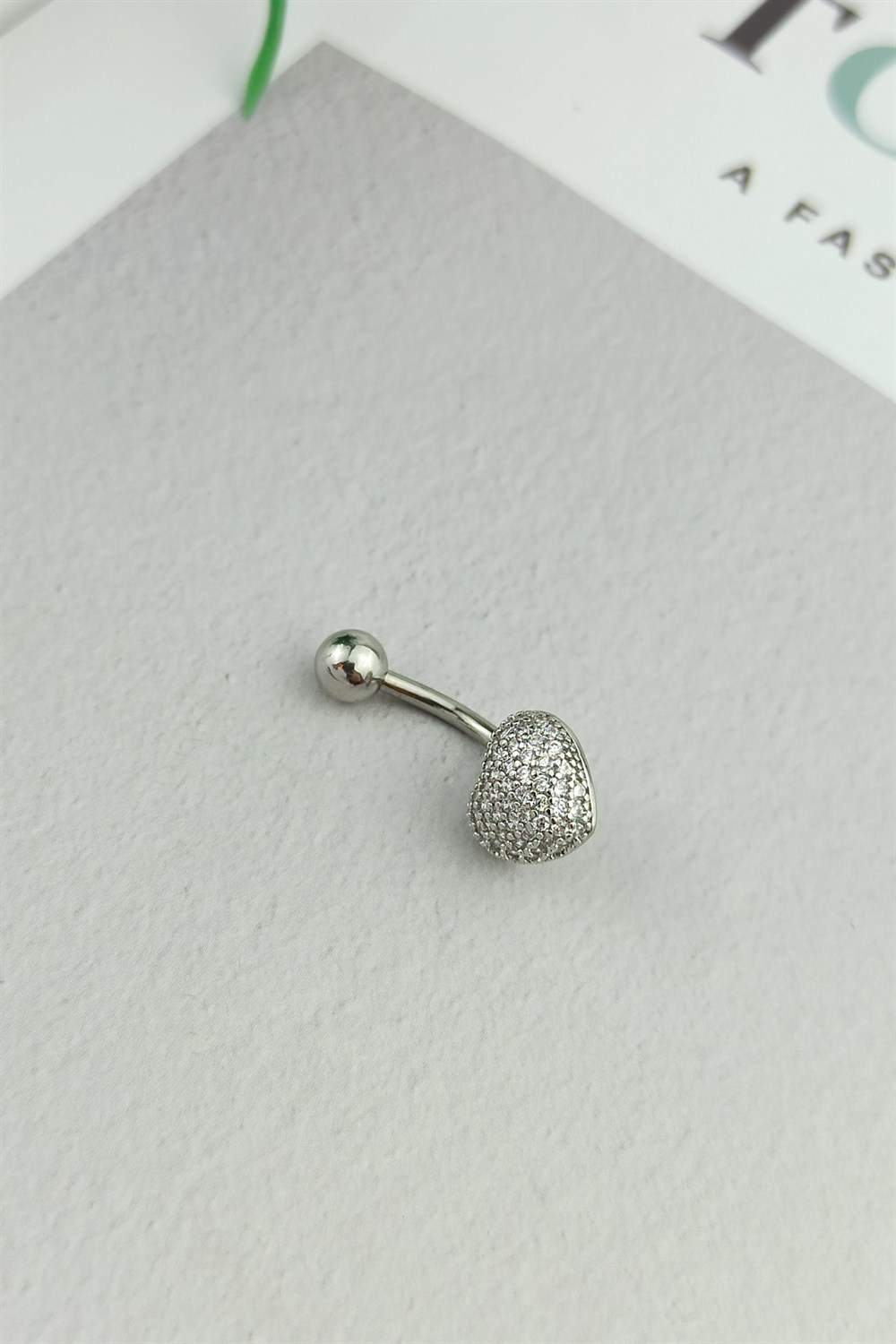 316 L Cerrahi Çelik Taşlı Kalp Figür Göbek Piercing TrPiercing0110 PierX450X