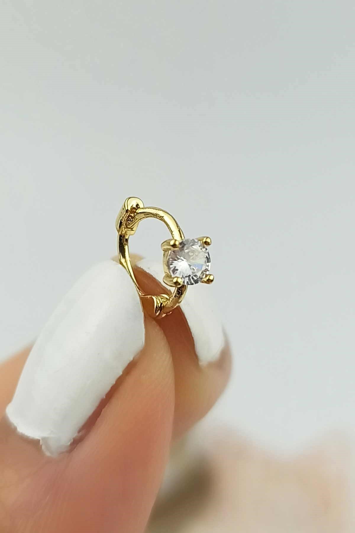 316 L Cerrahi Çelik Tek Taşlı Halka Piercing TrPiercing069 Pier32003