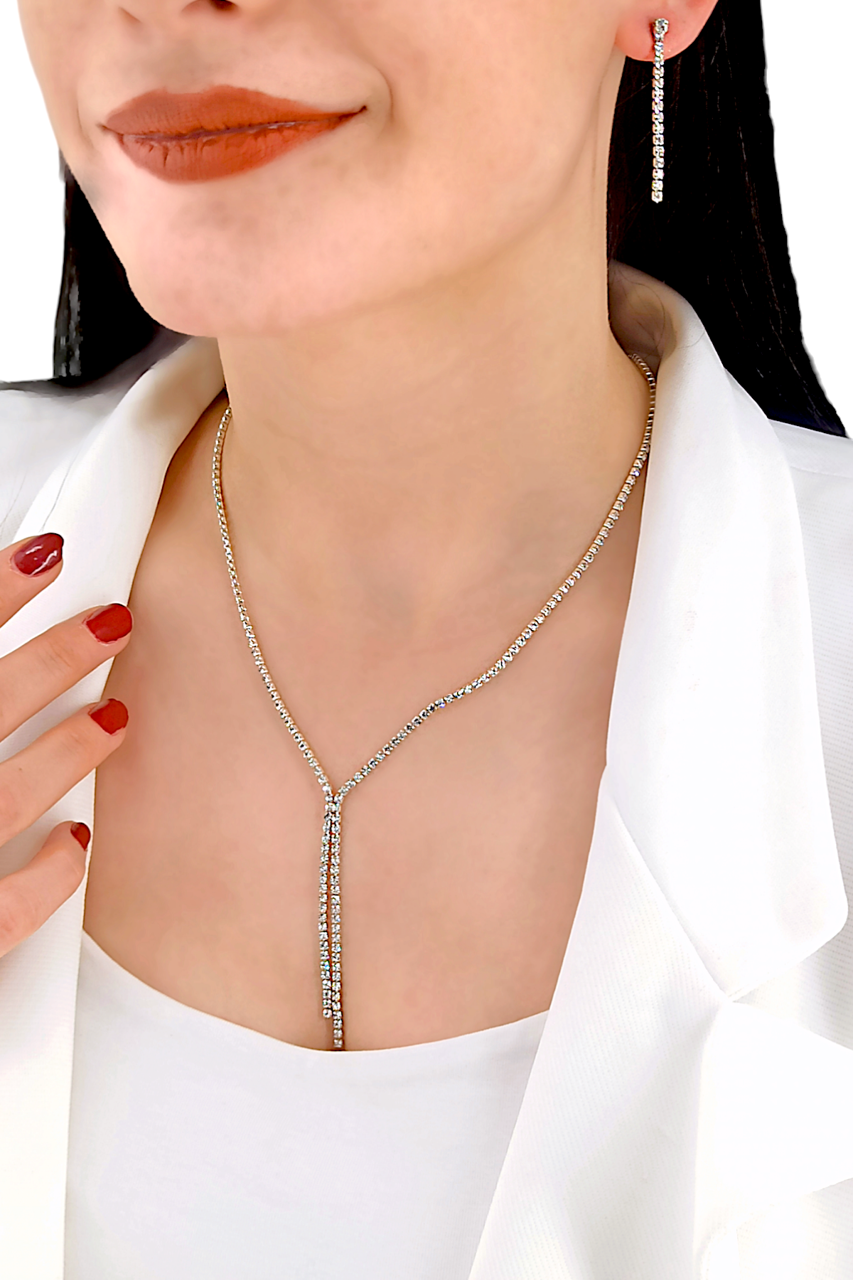 Abiye Kolye Küpe Set Su Yolu Kolye Küpe Set TrKolye5971
