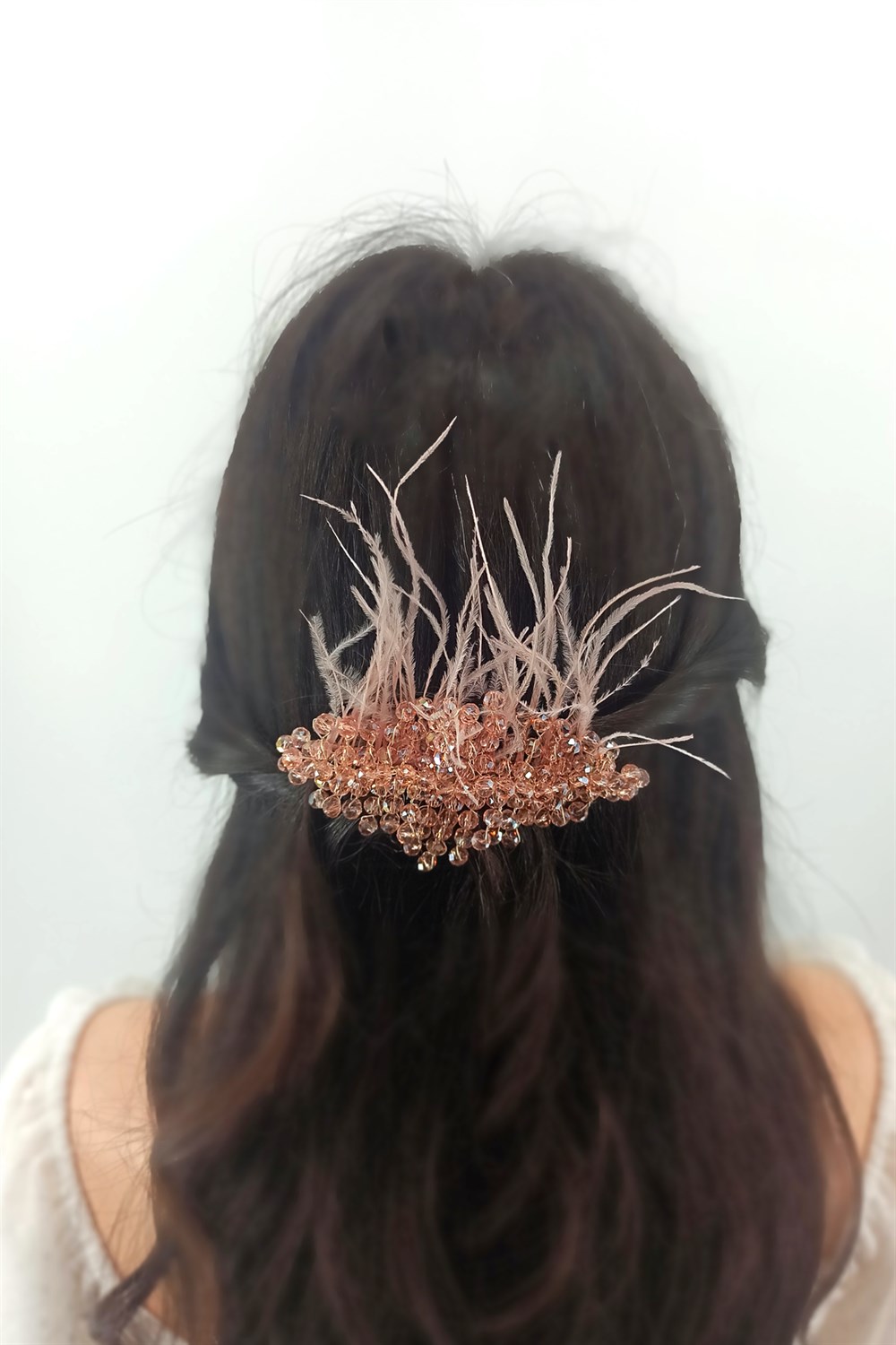 Abiye Saç Aksesuarı Kristal Boncuk Tarak Toka TrToka9782