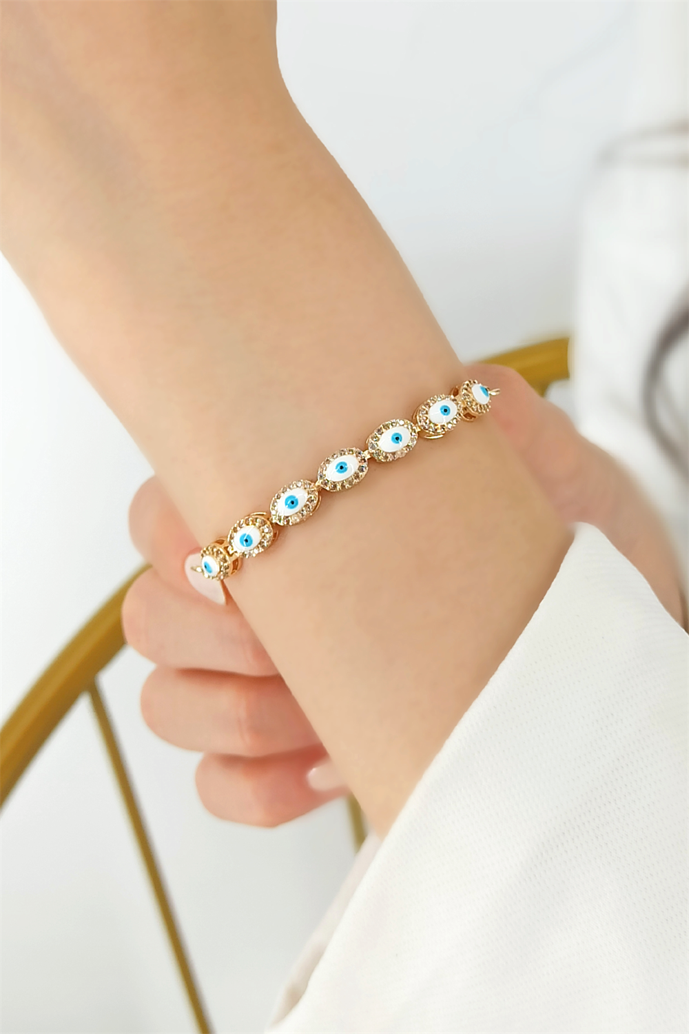 Asansörlü Oval Nazar Boncuk Bileklik TrBileklik70389