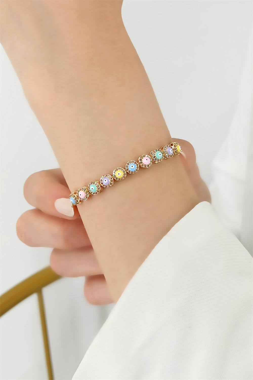 Asansörlü Yuvarlak Nazar Boncuk Bileklik TrBileklik70388