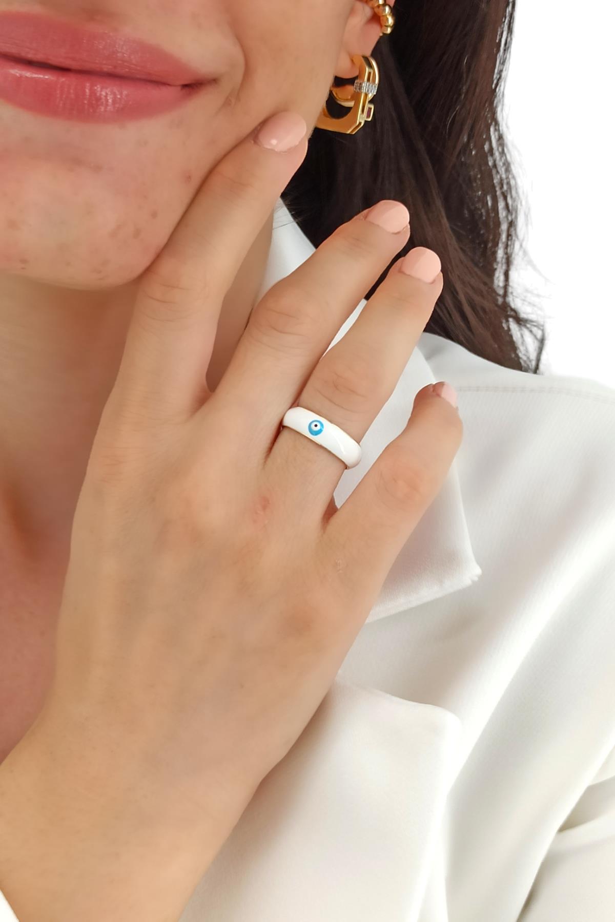 Ayarlanabilir Mineli Nazar Boncuk Yüzük TrYüzük1278