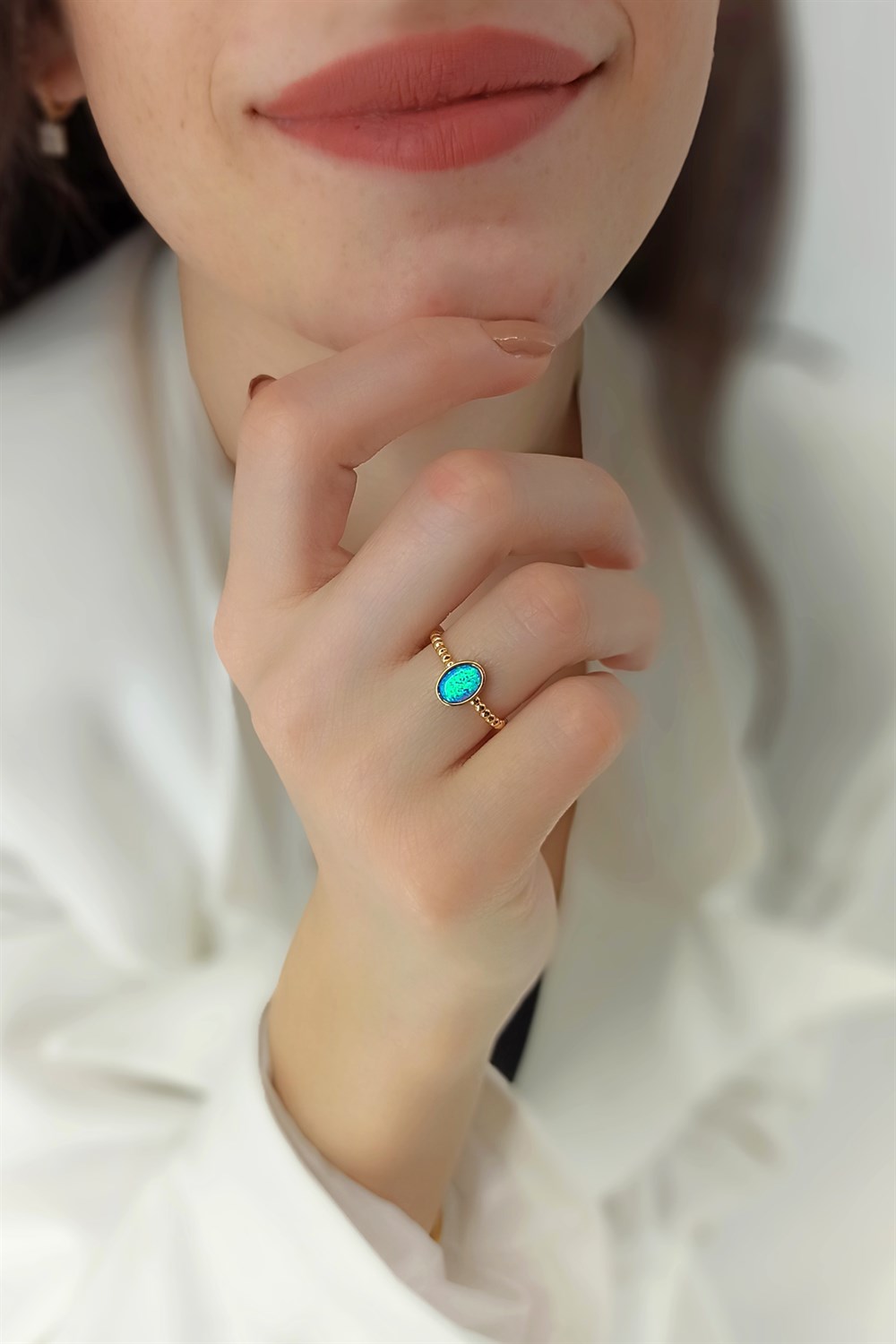 Ayarlanabilir Opal Taş Oval Yüzük TrYüzük1242