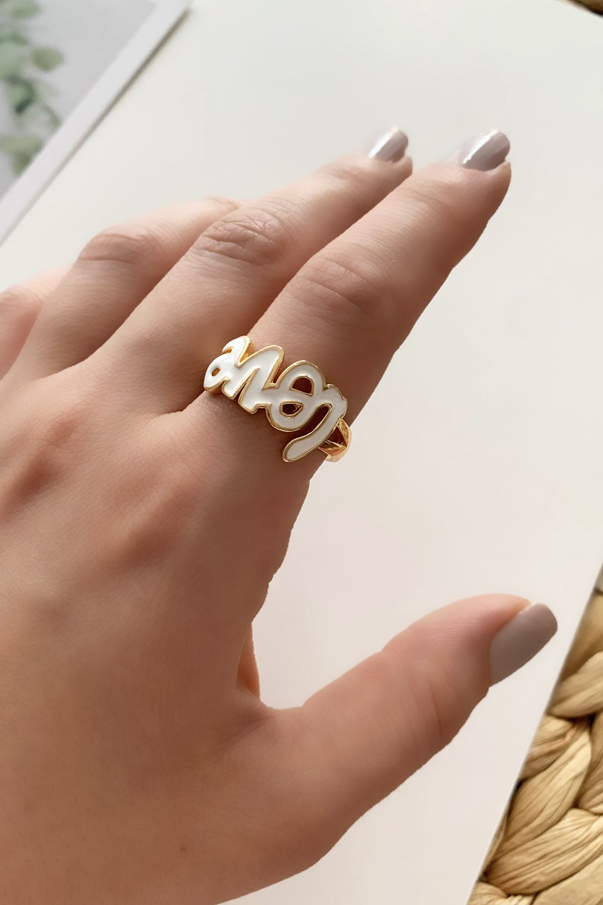 Ayarlanabilir Renkli Mineli Love Yüzük TrYüzük1139 Y33003
