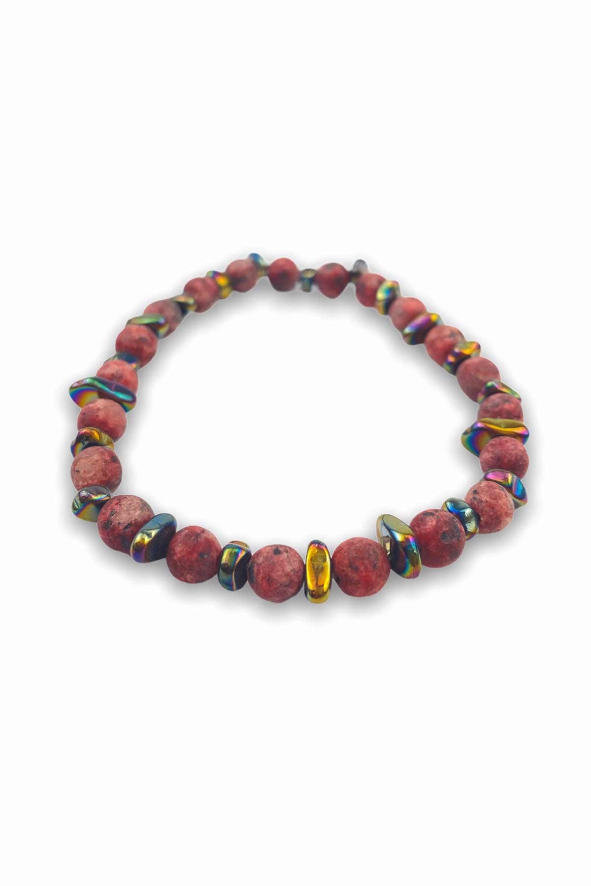 Bordo Hematit Detay Doğaltaş Erkek Bileklik TrBilek7634 B31753