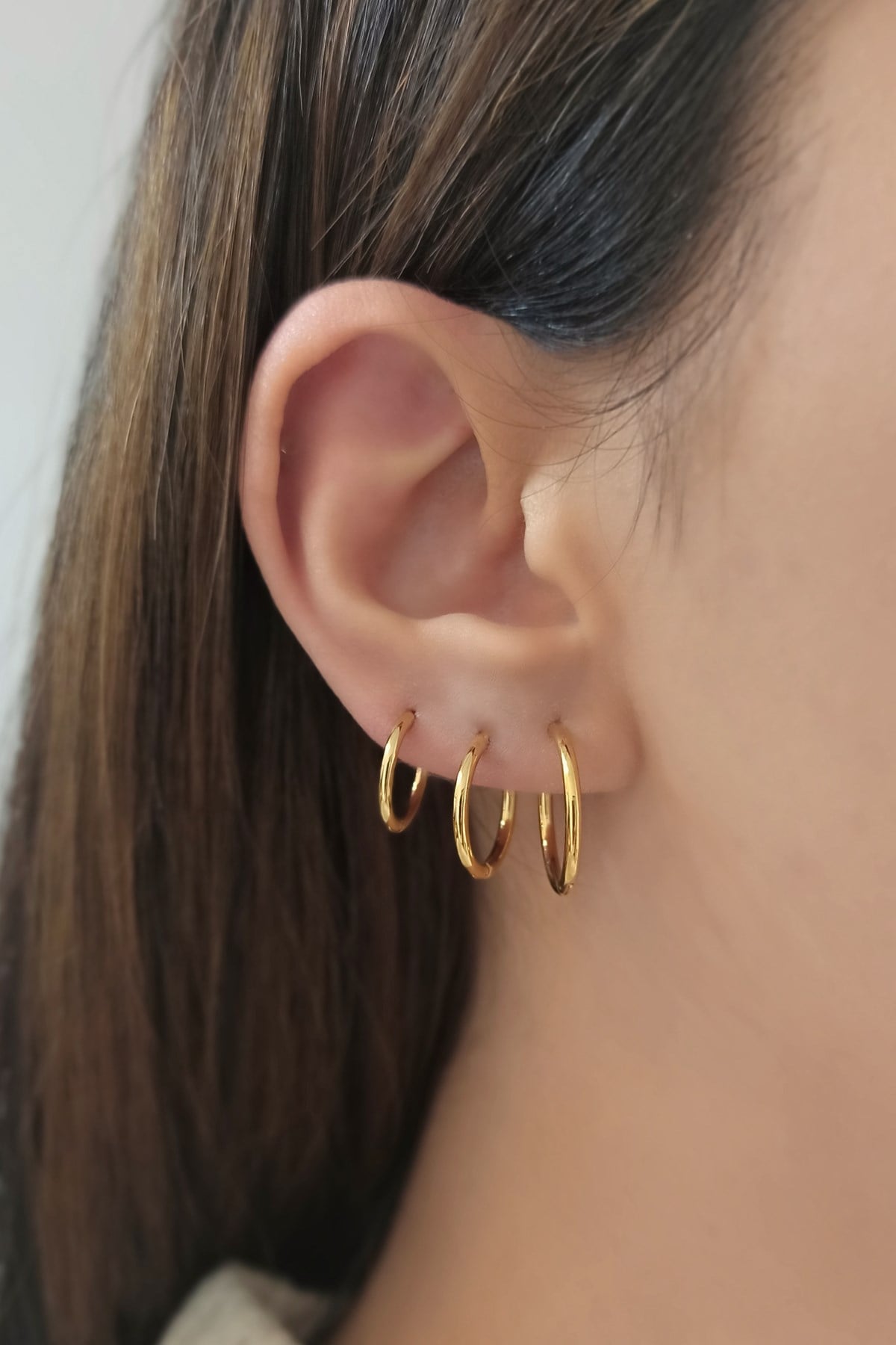 Çelik 3 lü İnce Halka Kombin Bayan Çelik Küpe TrKüpe3757 B32753