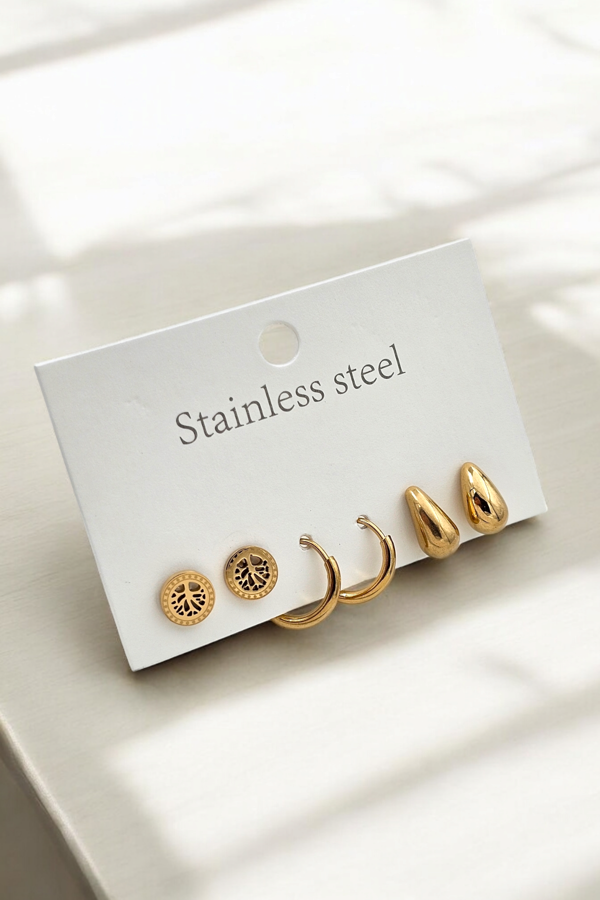 Çelik 6'lı Damla Halka Küpe Kombin 35607