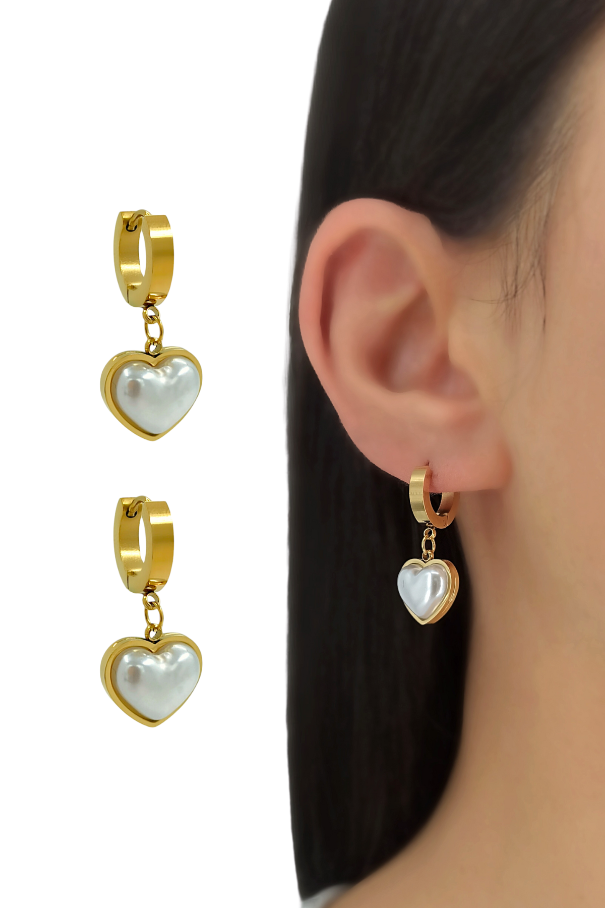 Çelik İnci Kalp Küpe 