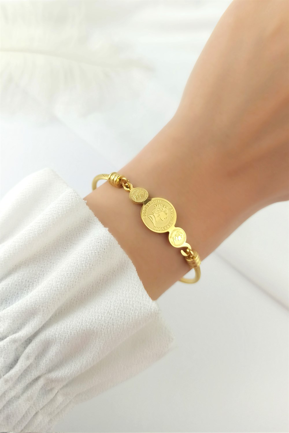 Çelik Madalyon Kelepçe Bileklik TrBilek7900