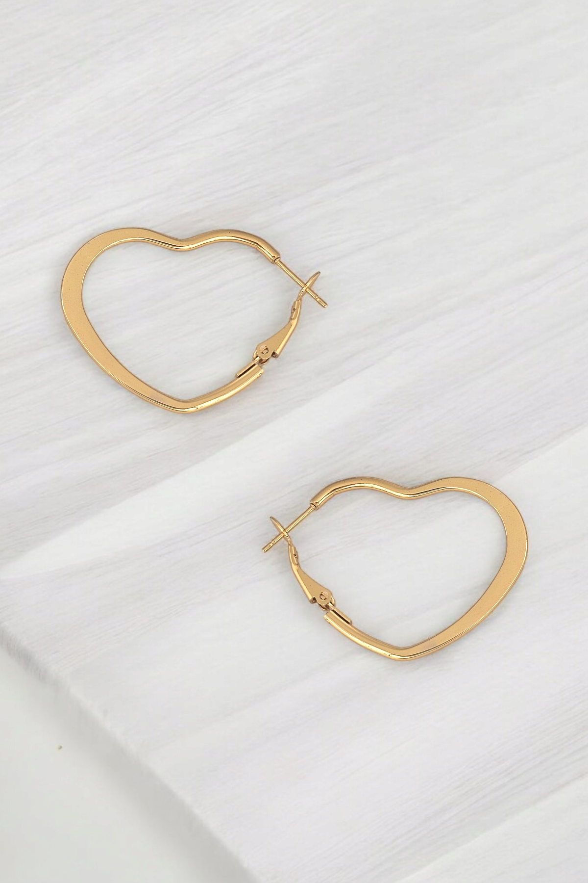 Çelik Renk Atmaz Kalp Halka Küpe (30mm)