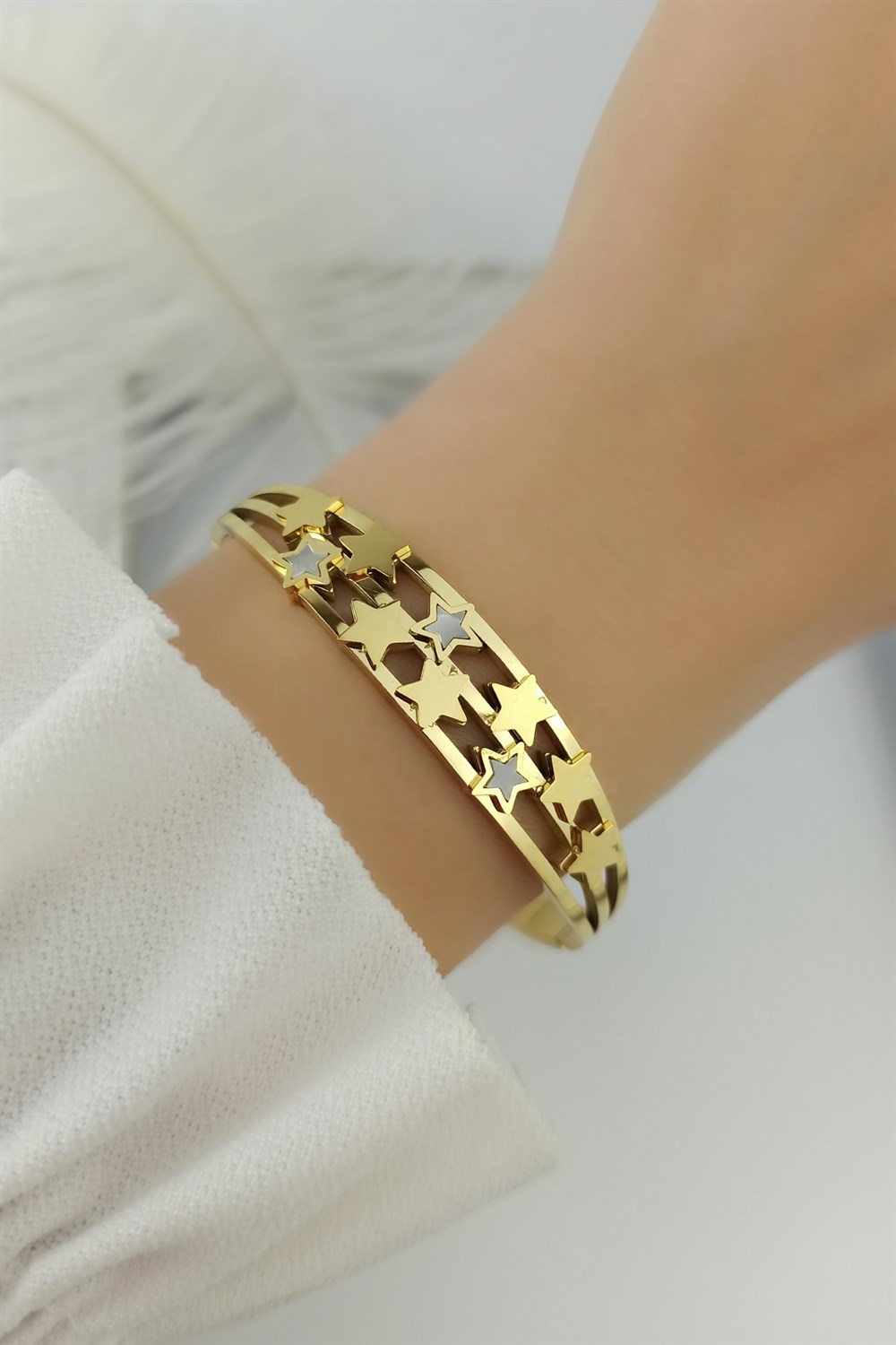 Çelik Sedef Yıldız Çelik Kelepçe Bileklik TrBilek7879