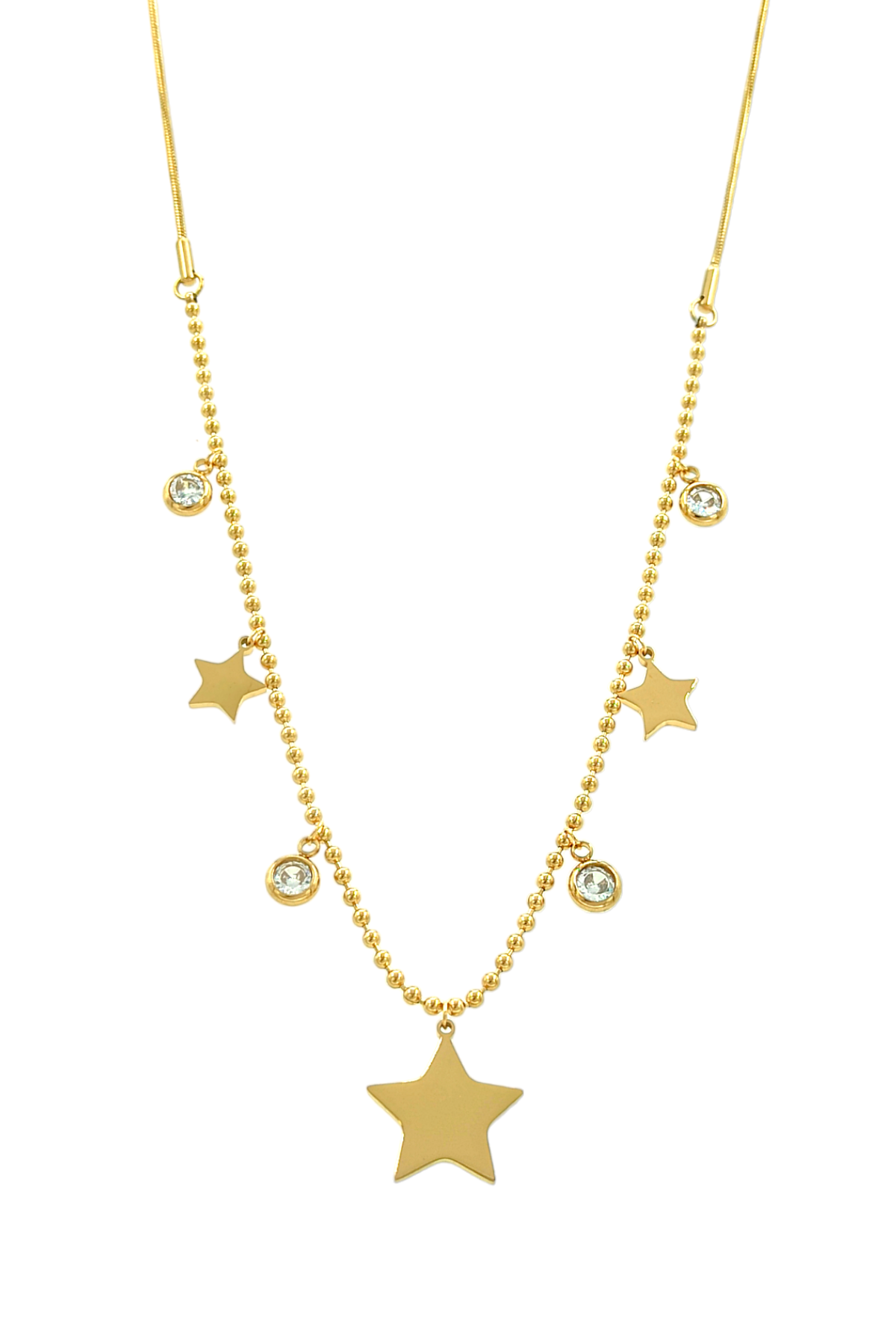 Çelik Sıra Taşlı Plaka Yıldız Kolye