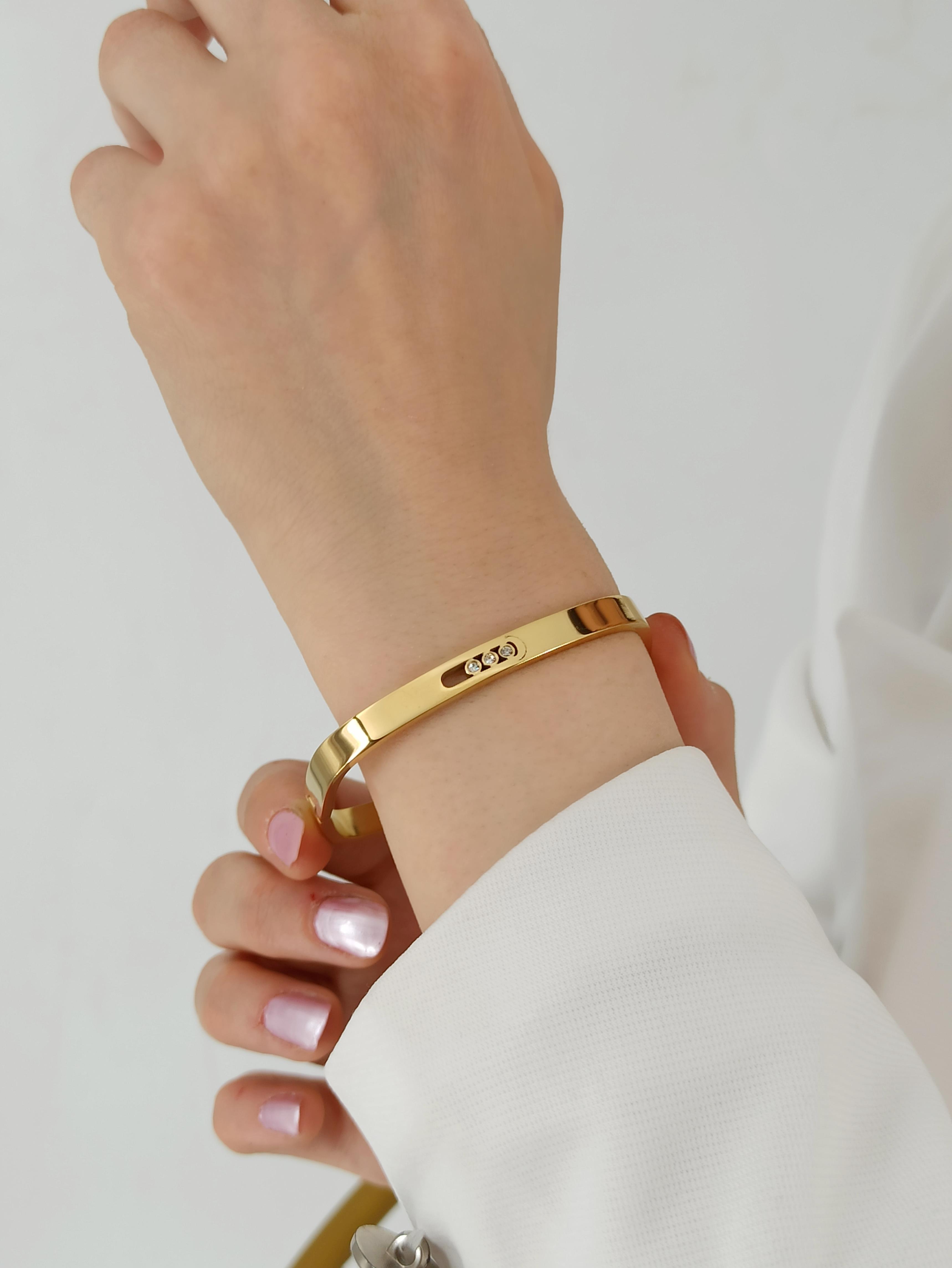 Çelik Taşlı Kare Kelepçe Bileklik