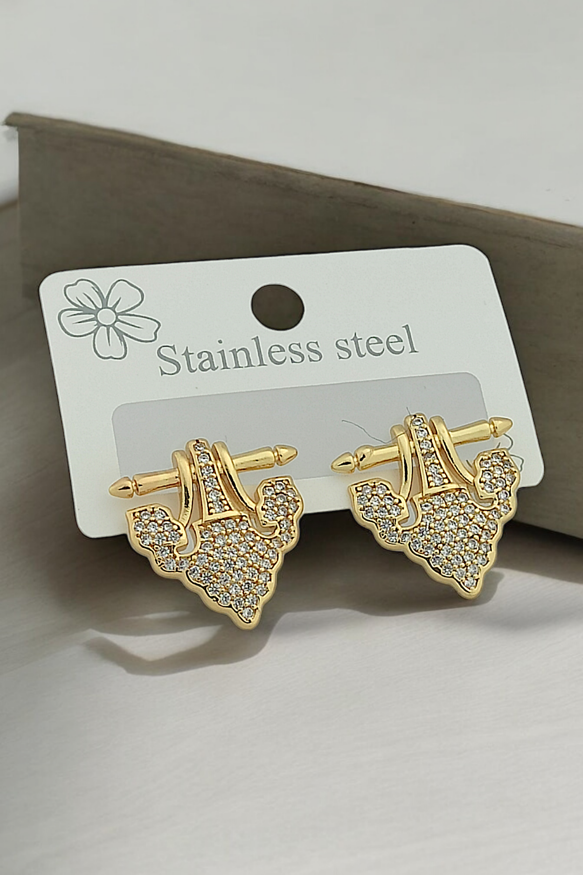 Çelik Taşlı Küpe Leyla Küpe