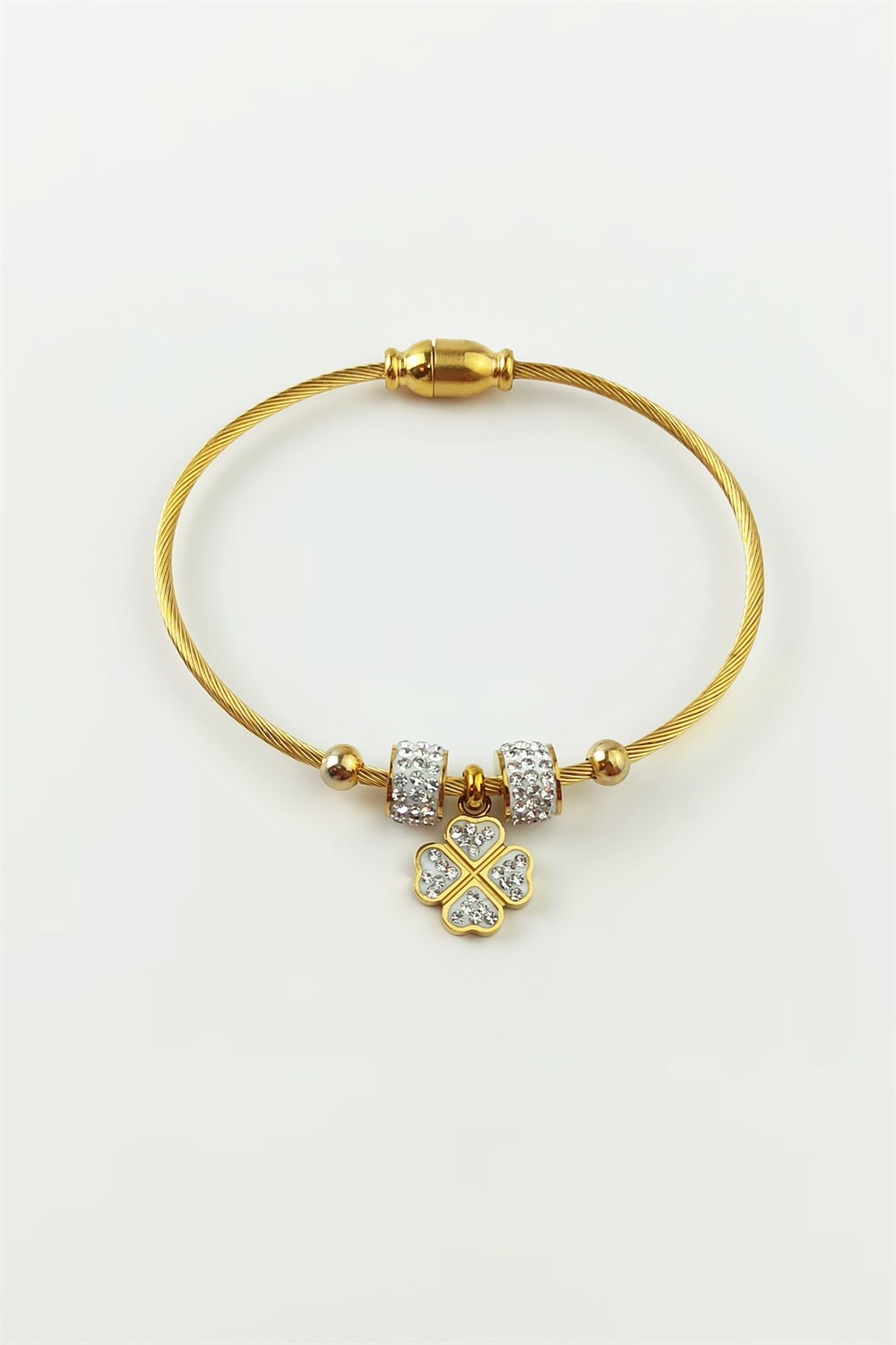 Çelik Taşlı Yonca Kelepçe Bileklik TrBilek7902