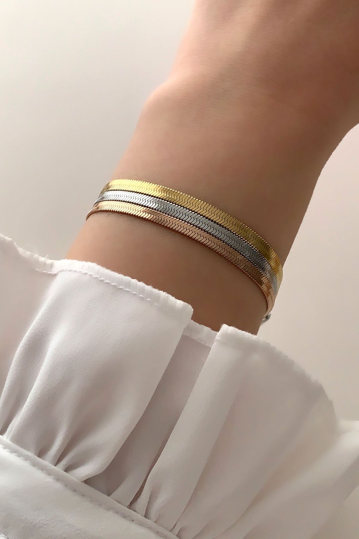 Çelik Üç Sıra İtalyan Zincir Çelik Bileklik TrBilek7829 YB37503