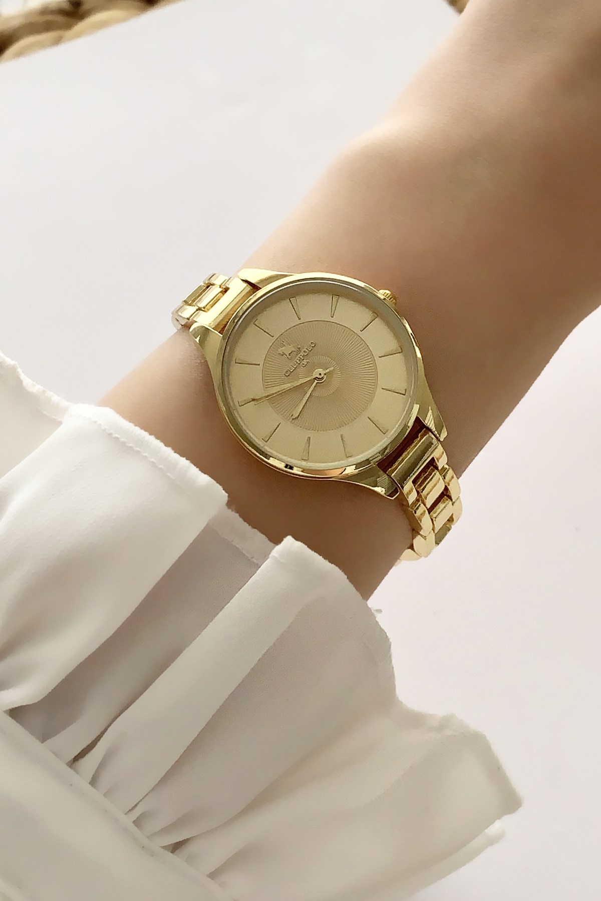 Gold Düz Kadran Metal Kordon Saat TRSAAT10116 Saatx36003