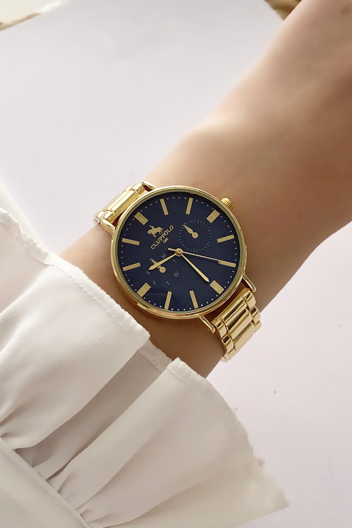 Gold Lacivert Kadran Metal Kordon Saat TRSAAT10118 Saatx36003
