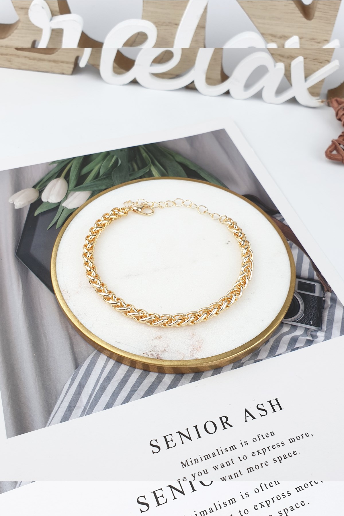 Hasır Örme Zincir Bileklik B150