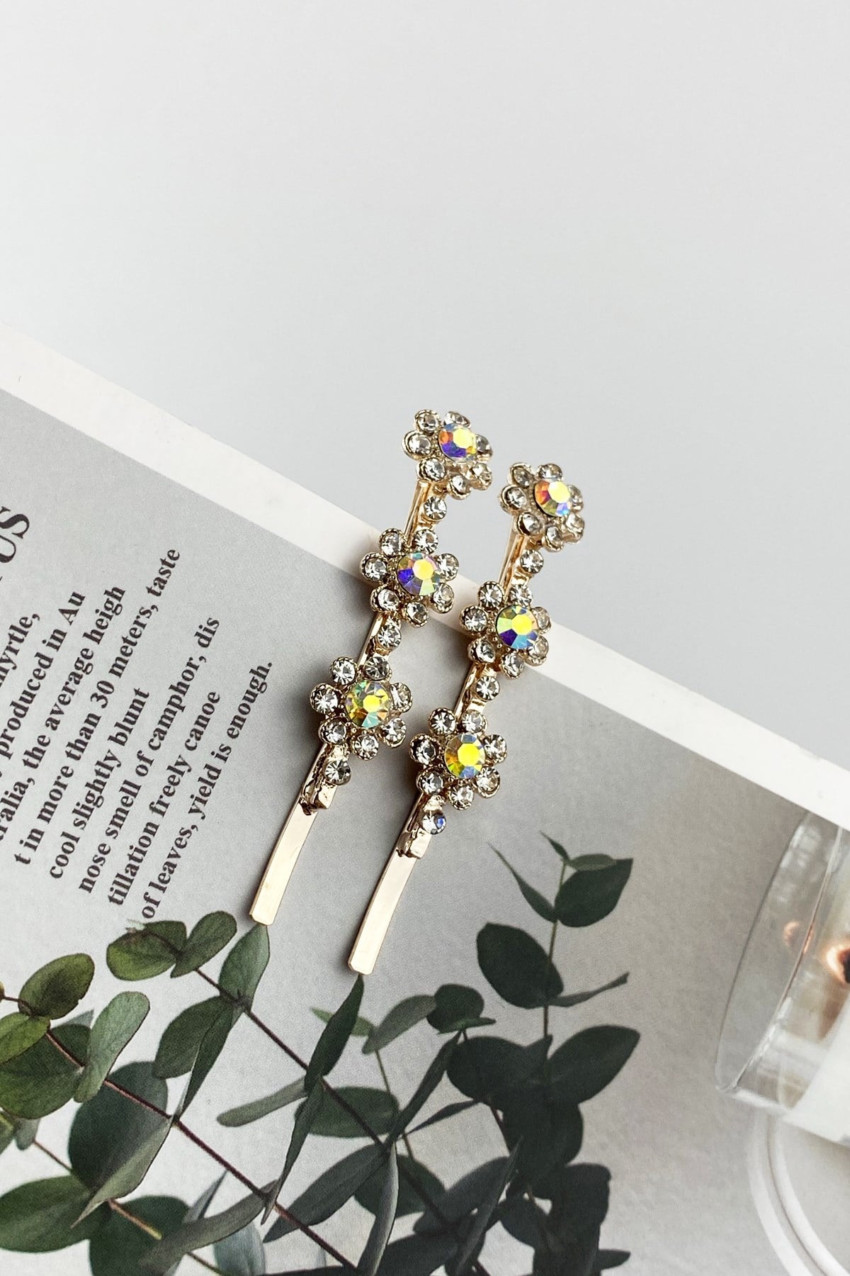 İkili Çiçekli Taşlı Pens Toka Rose T125