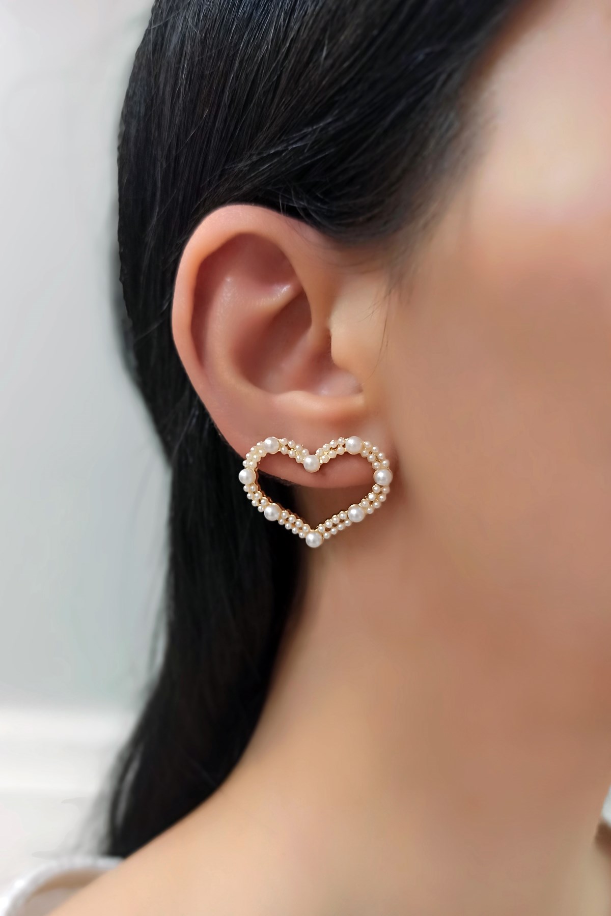 İncili Kalp Küpe TrKüpe3920 B33503