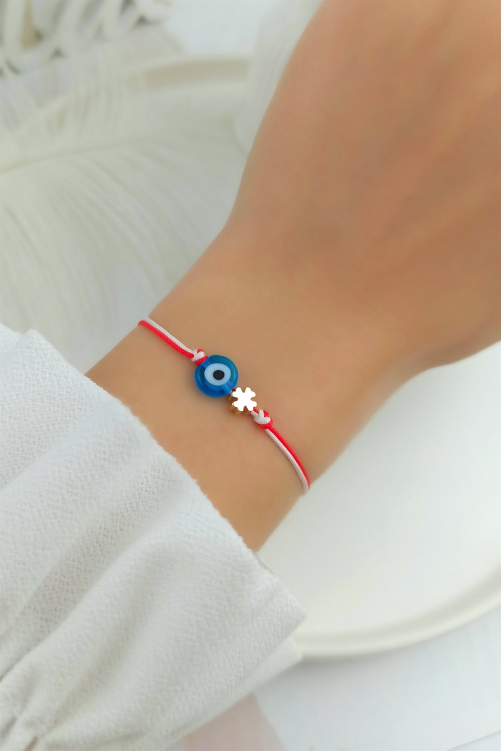 Marteniçka Bileklik Yoncalı Nazar Boncuklu  Asansörlü Bileklik TRBİLEK7868