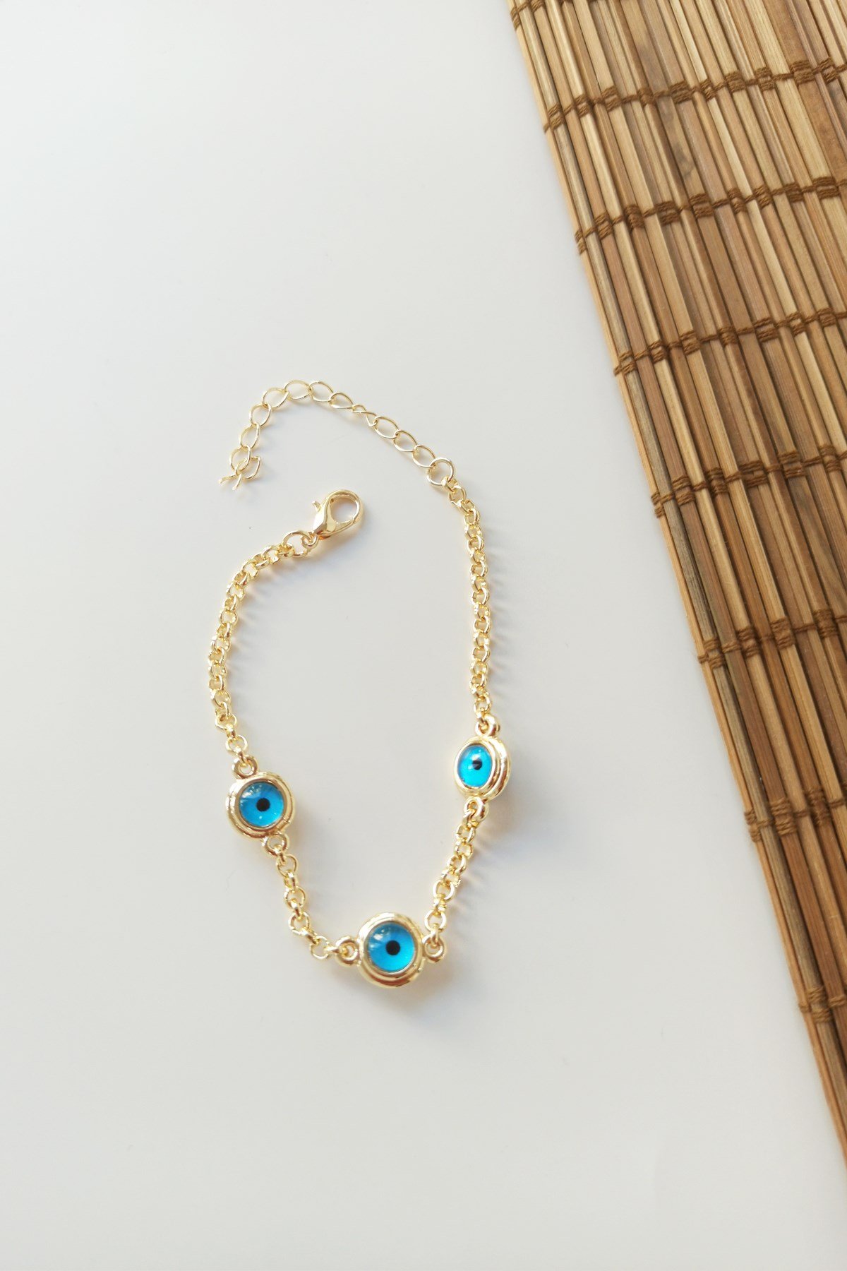 Nazar Boncuklu Zincir Bileklik Gold B225