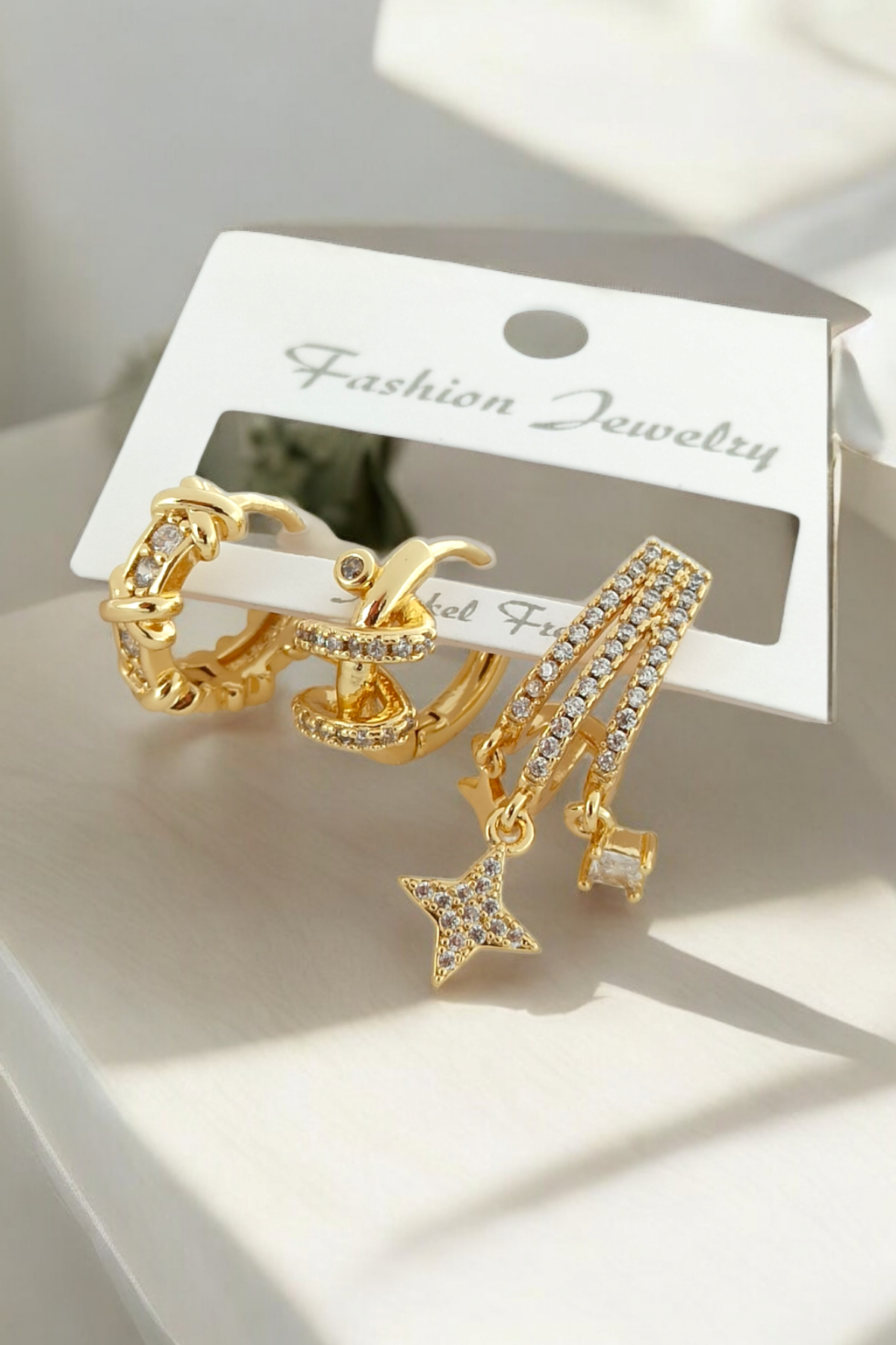 Premium 3'lü Çok Görünümlü Yıldız Küpe Kombin