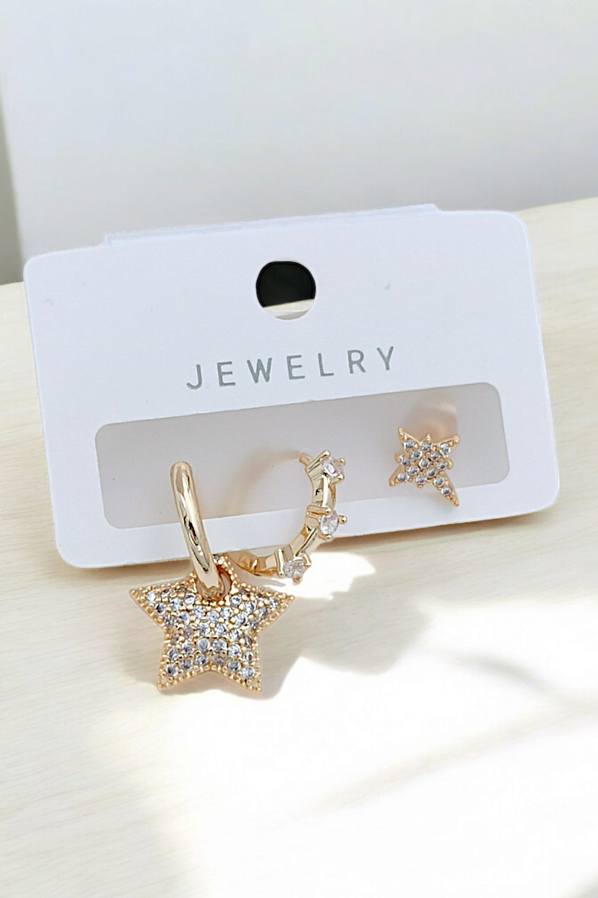 Premium 3'lü Taşlı Bombeli Kuzey Yıldız Küpe Kombin 35615