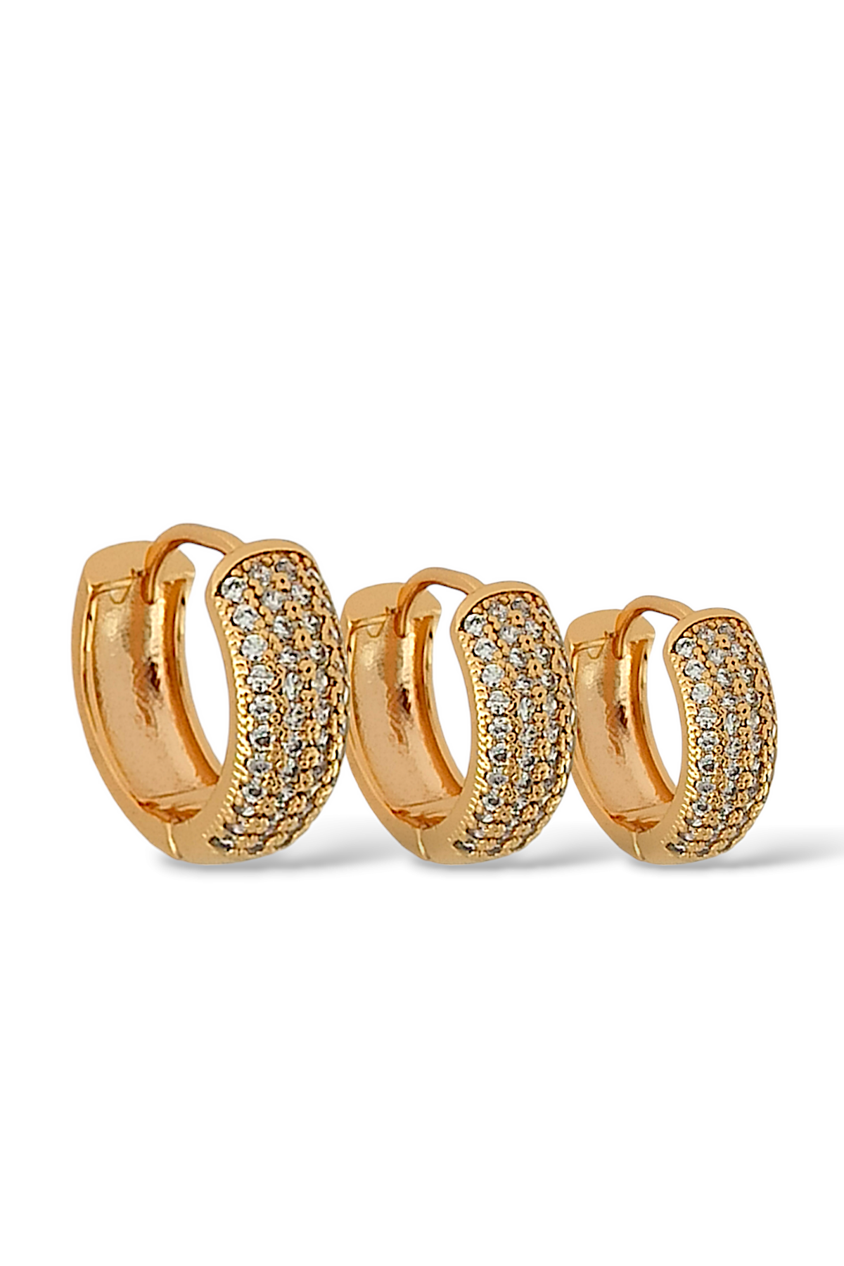 Premium 3'lü Taşlı Halka Küpe