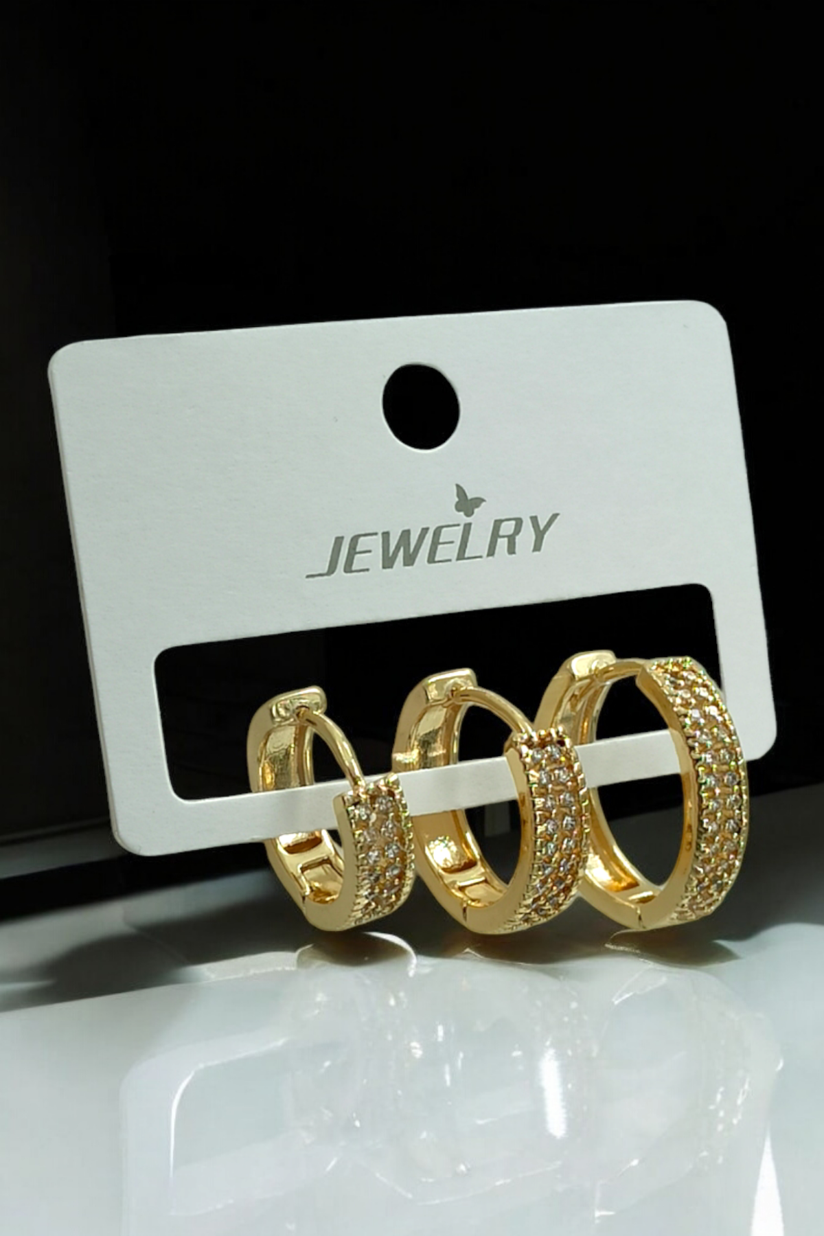 Premium 3'lü Taşlı Halka Küpe Kombin 35609