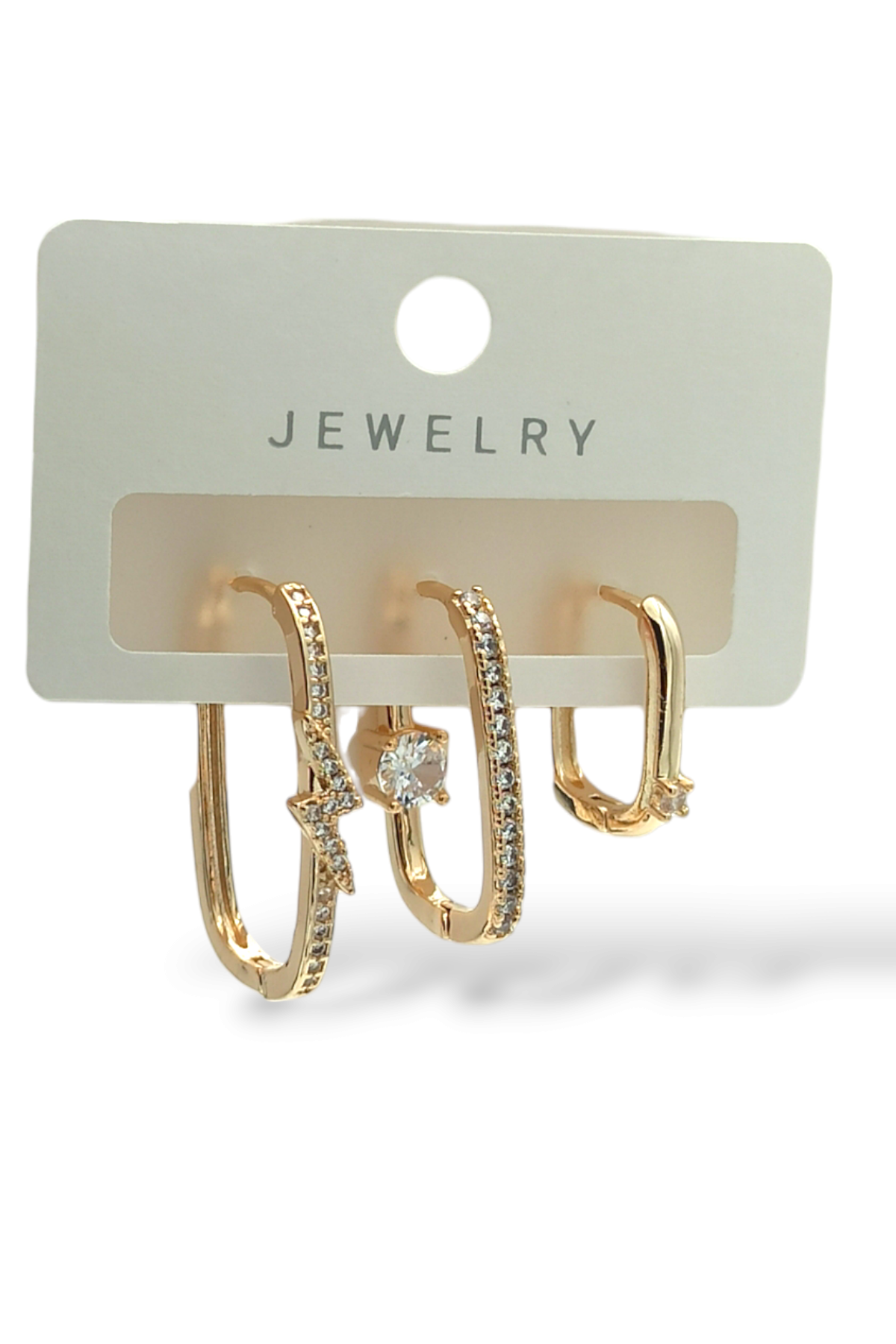 Premium 3'lü Taşlı Şimşek Küpe Kombin 35614