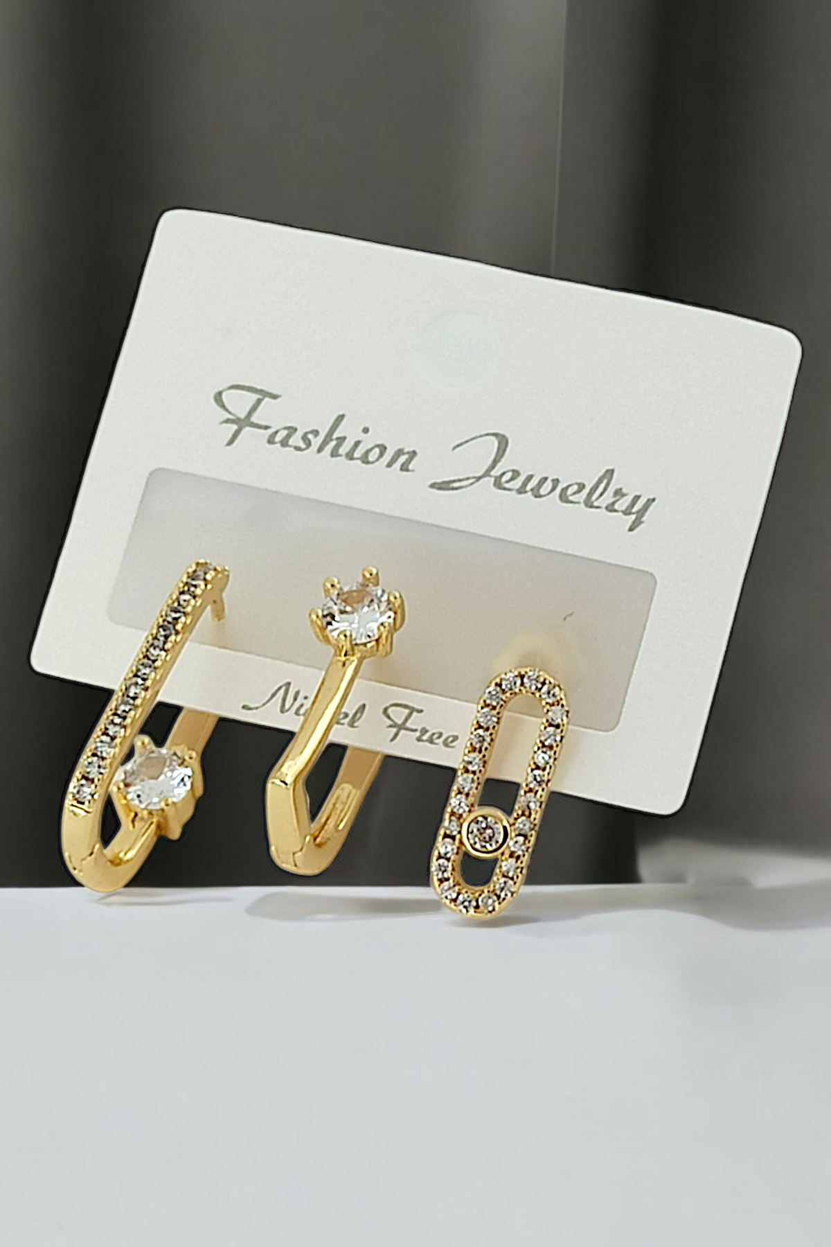 Premium 3'lü Zirkon Taşlı Küpe Kombin