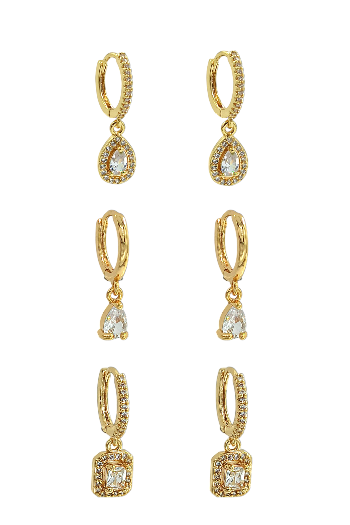 Premium 6'lı Zirkon Taşlı Damla Küpe Kombin 