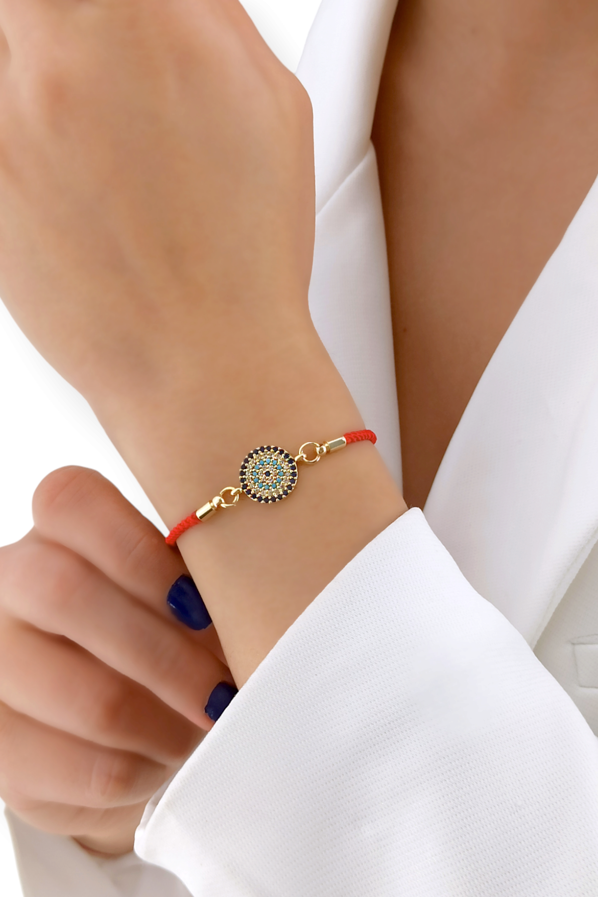 Premium Asansörlü Taşlı Nazar Boncuk İp Bileklik