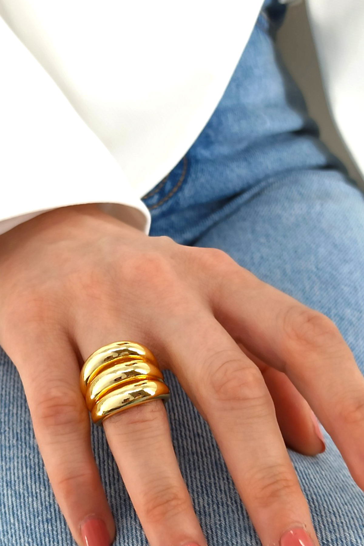 Premium Ayarlanabilir 3 Sıra Bombeli Plaka Yüzük 