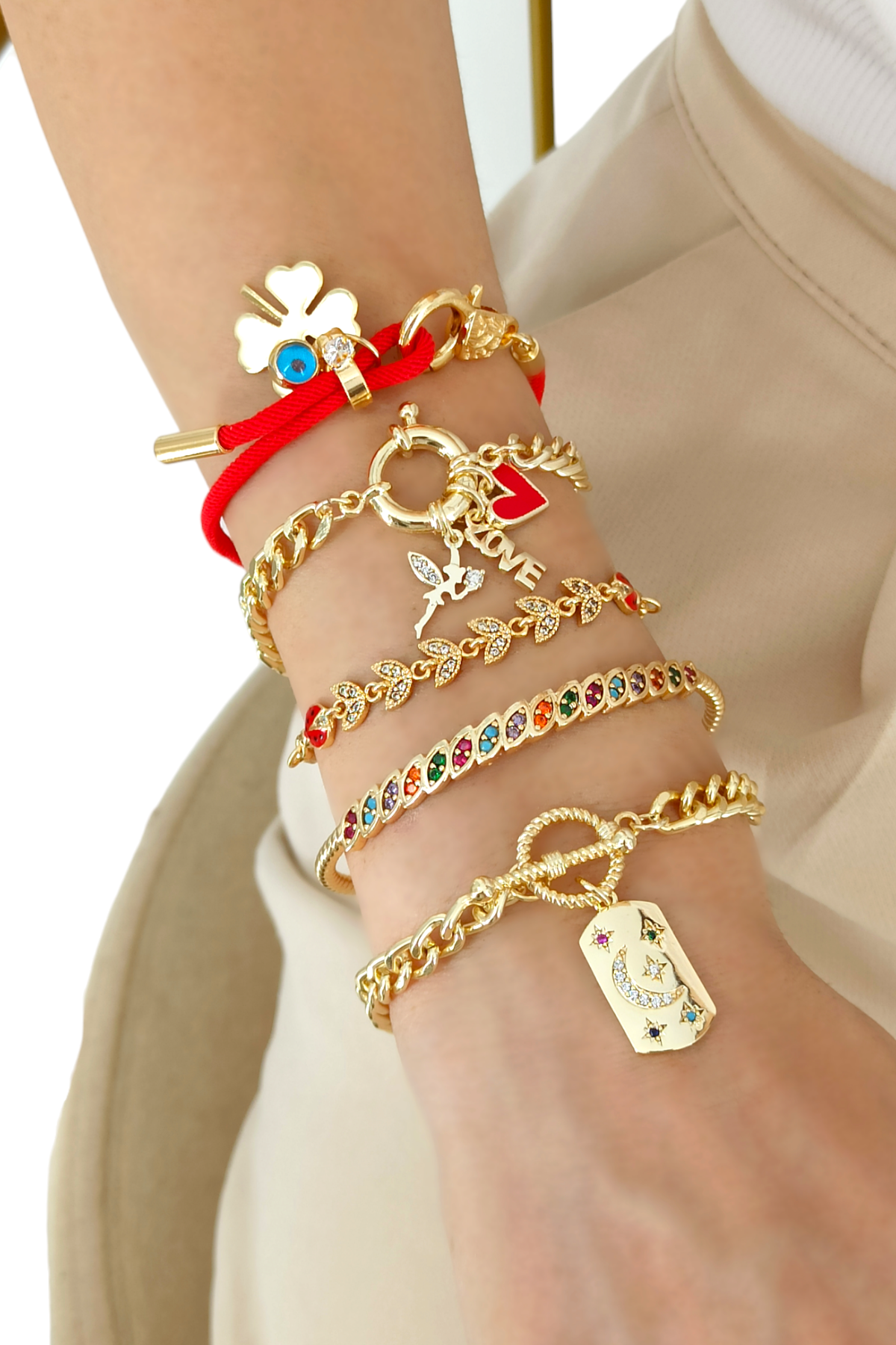 Premium Ayarlanabilir 5'li Yonca Bileklik Kombin 