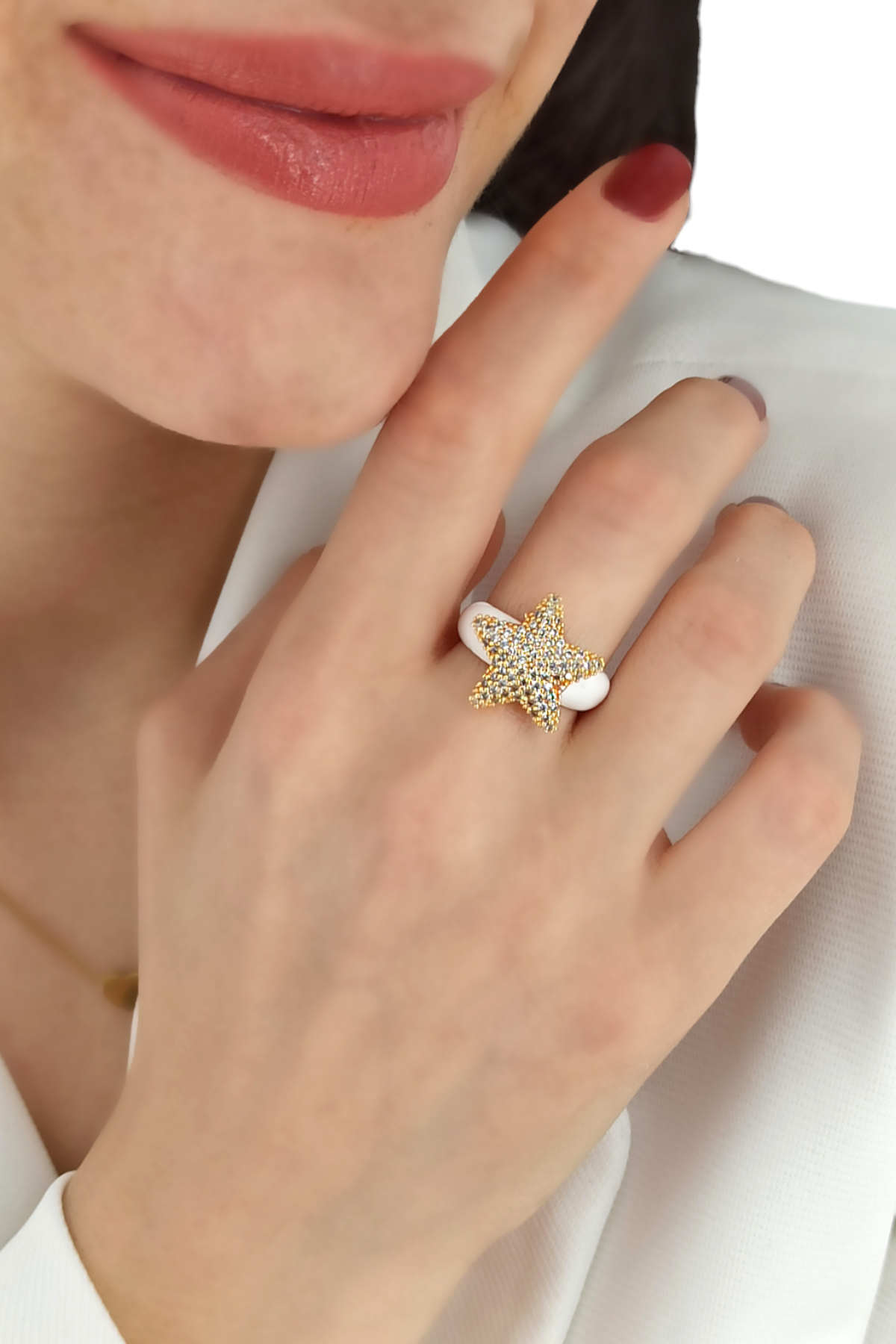 Premium Ayarlanabilir Taşlı Yıldız Mineli Yüzük