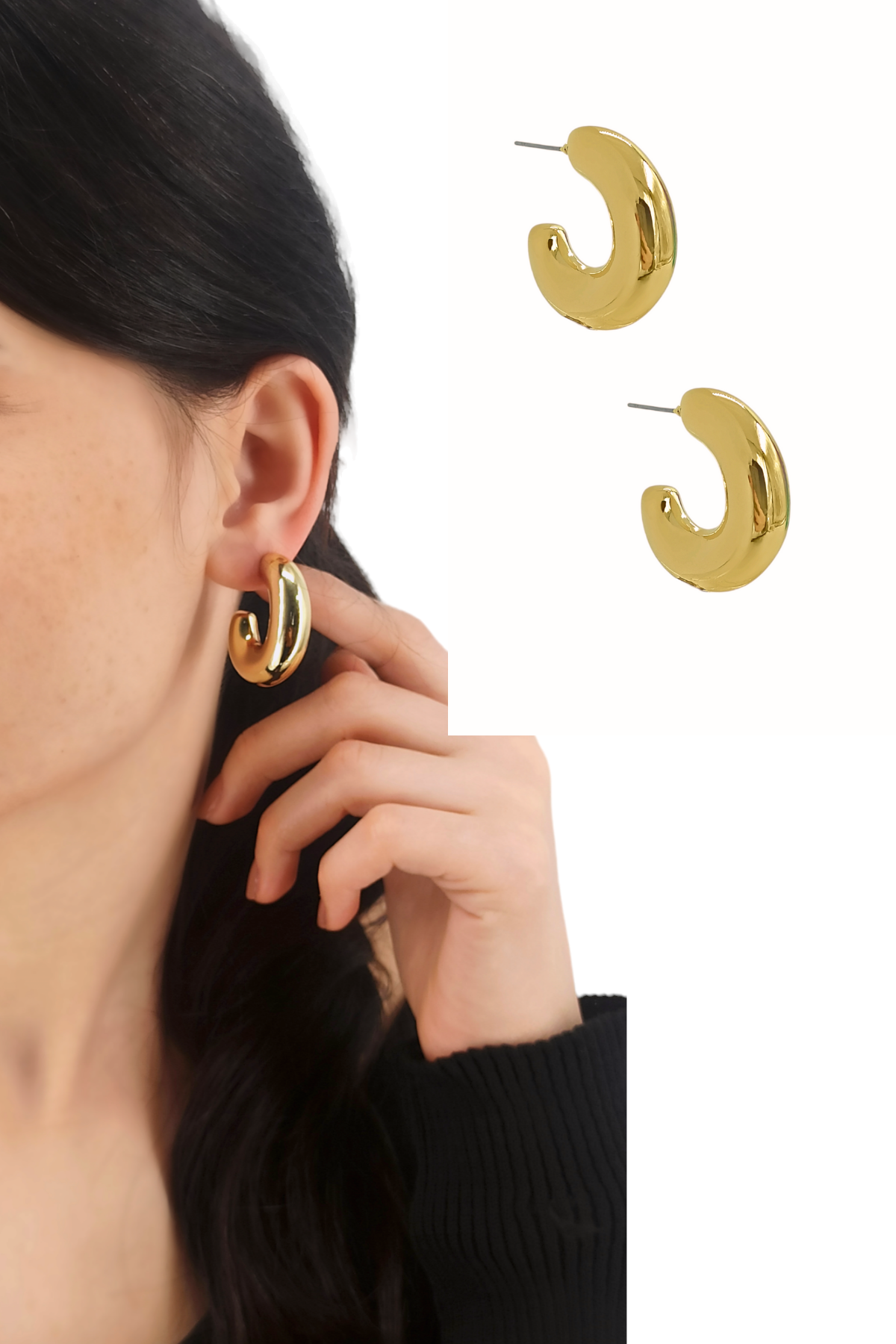 Premium Bombeli Ay Halka Küpe 