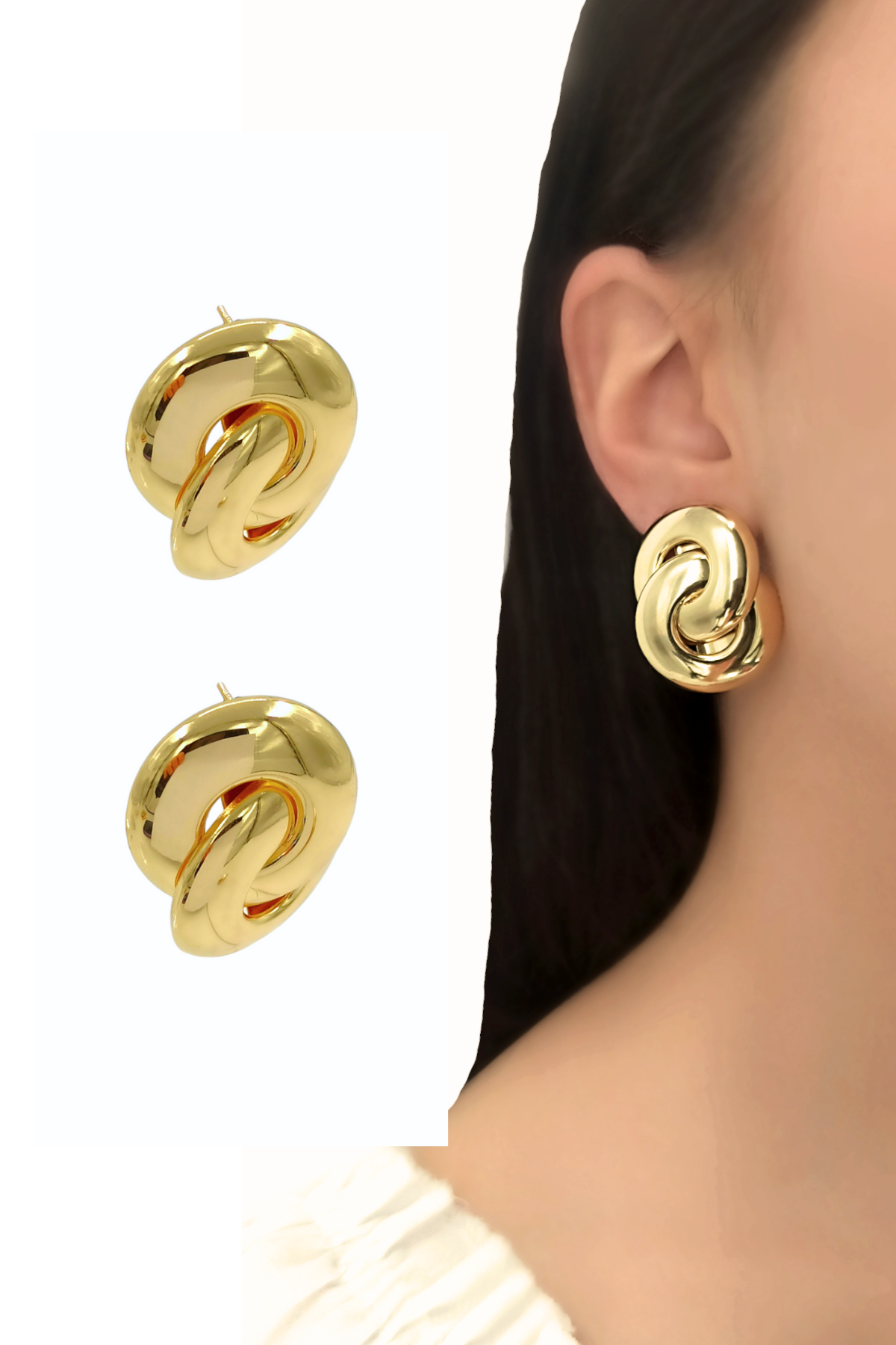 Premium Bombeli İç İçe Geçmeli Küpe