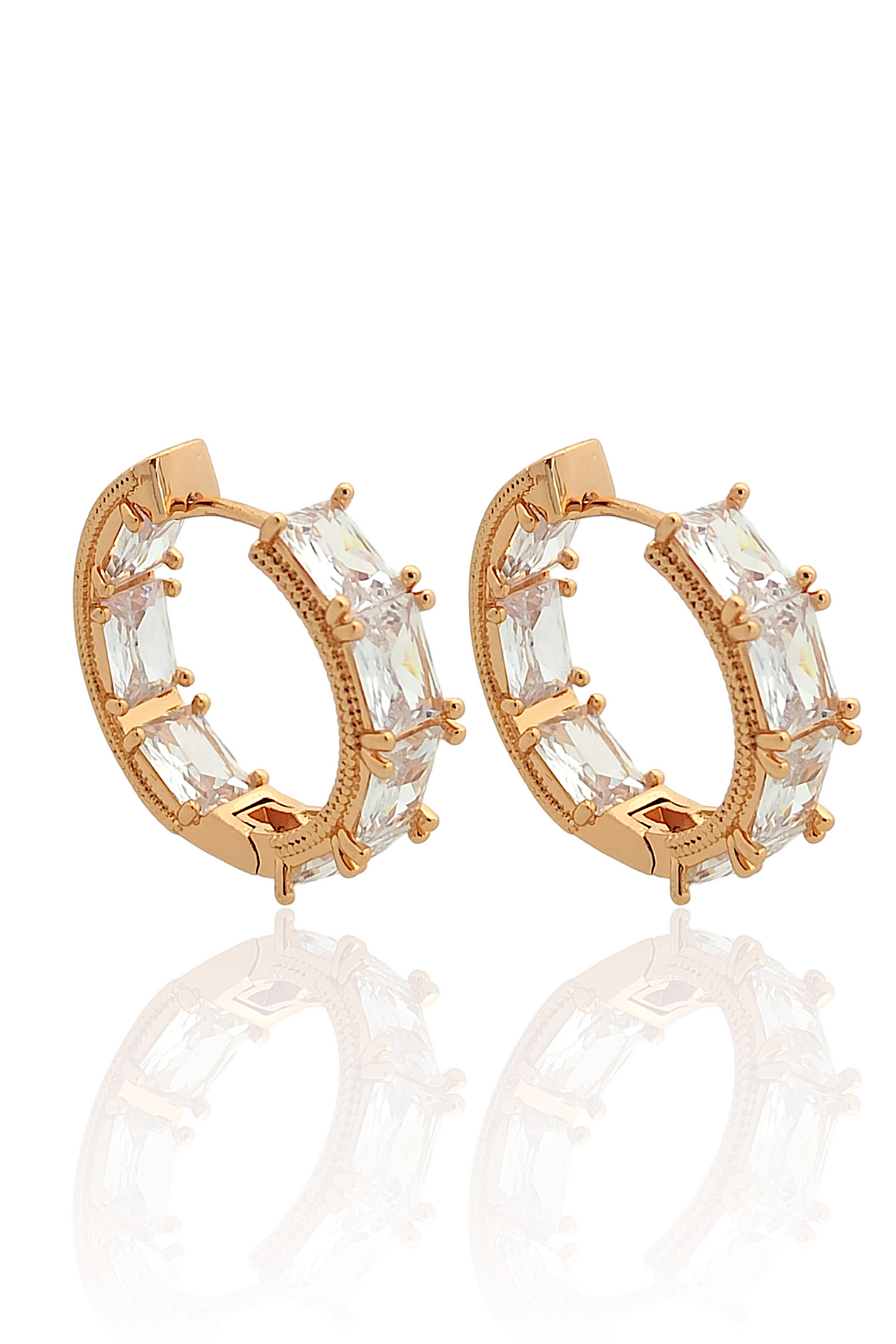 Premium Baget Taş Halka Küpe