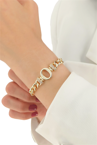 Premium O Harf Bileklik Zirkon Taş