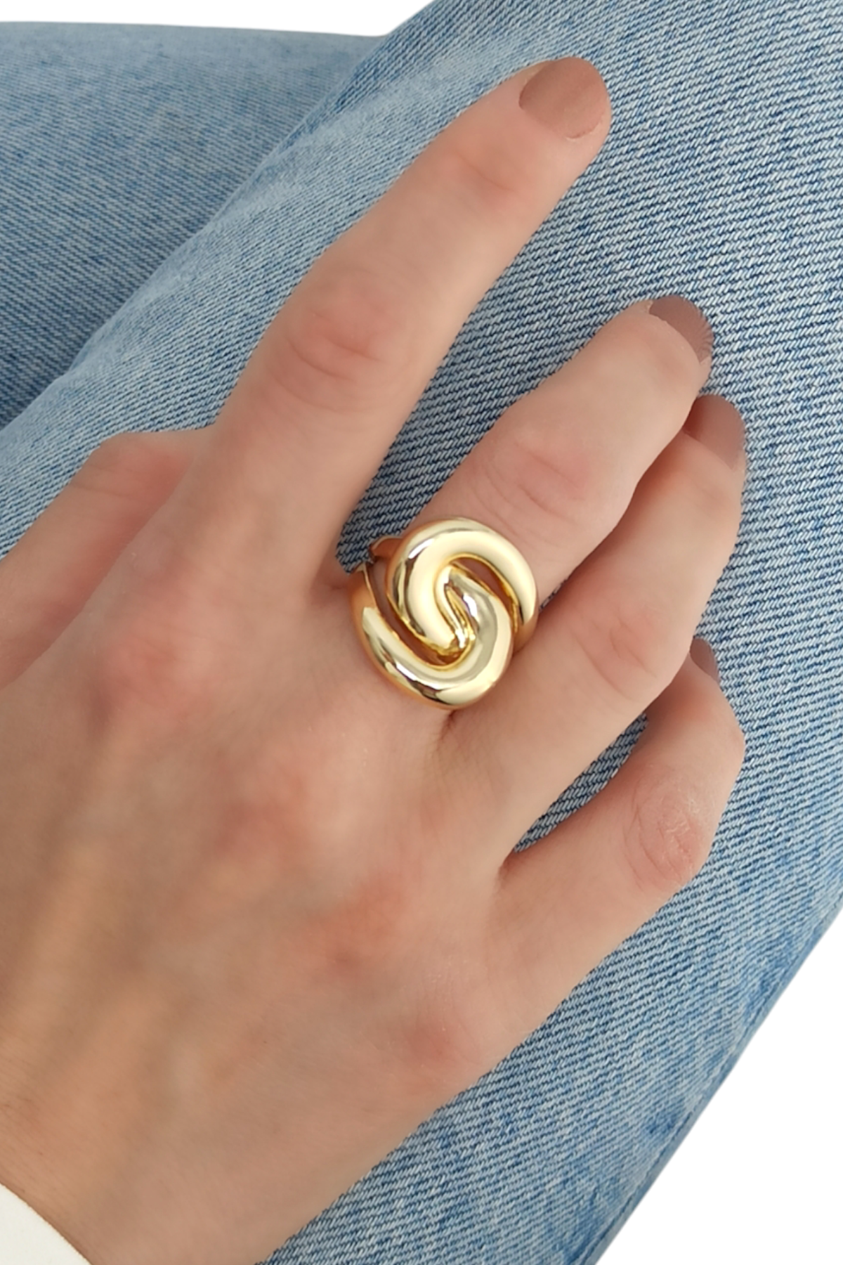 Premium Plaka Bombeli Düğüm Yüzük