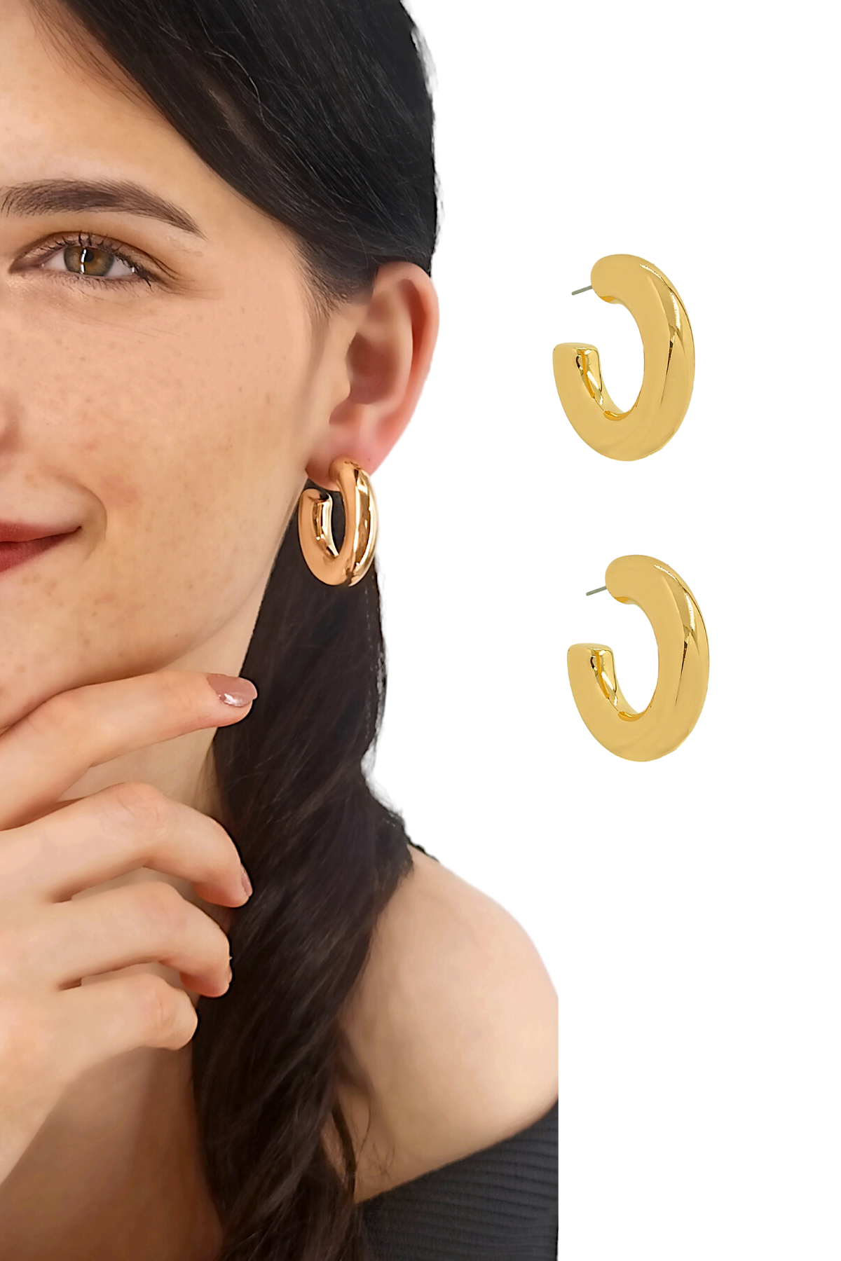 Premium Plaka Bombeli Kalın Küpe