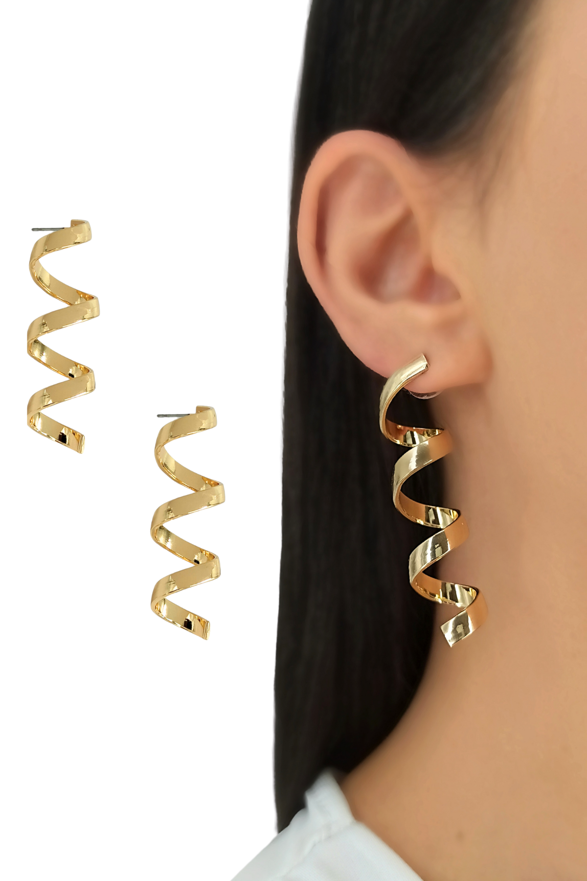 Premium Plaka Kıvrımlı Küpe